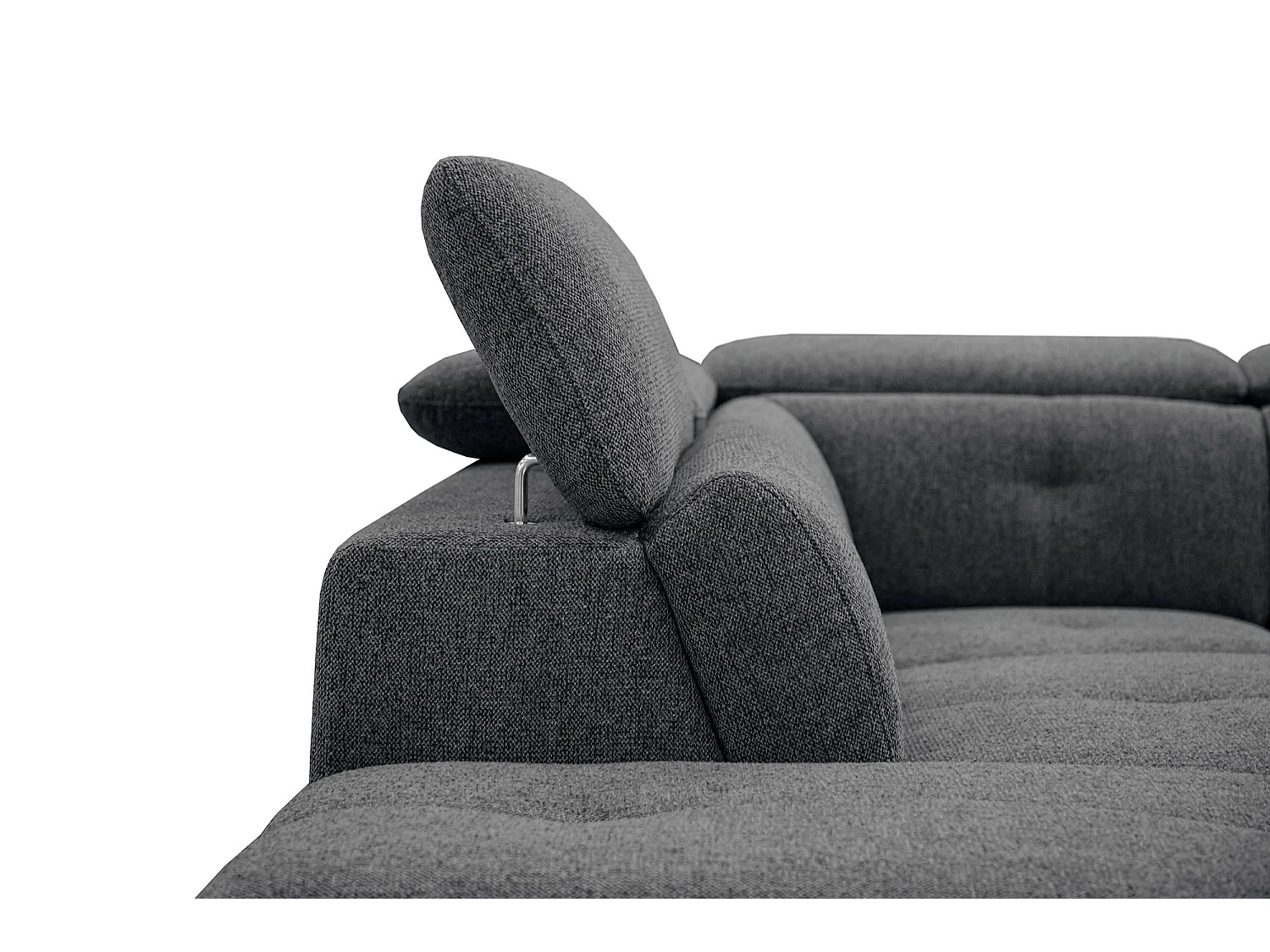 AVENA Ecksofa 5-Sitzer links mit verstellbare Kopfstützen, dunkelgrau