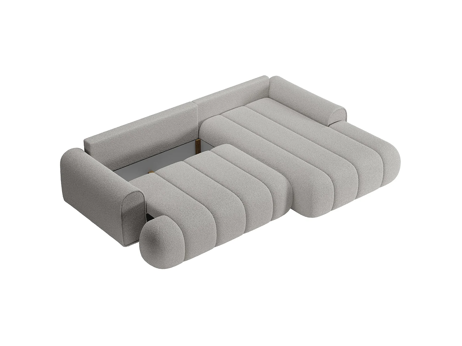 Canapé d'angle convertible - en bouclette gris clair avec revêtement - côté droit - DANDELINO