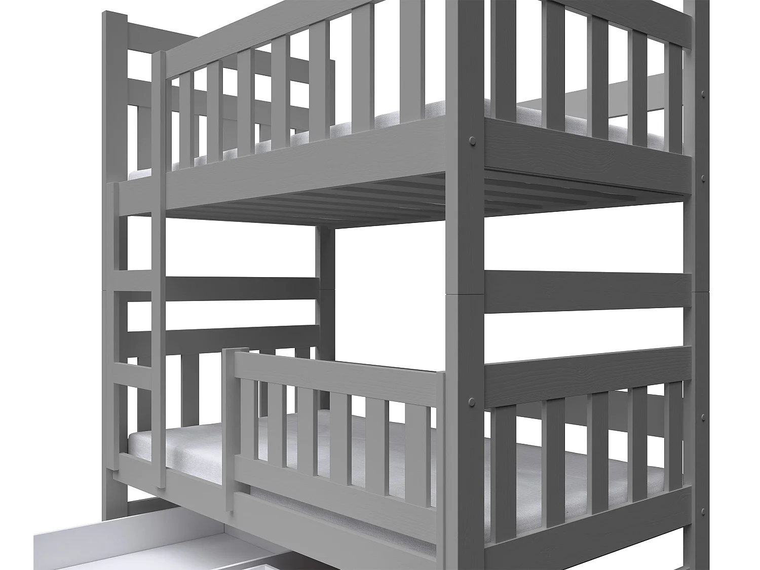 Lit superposé avec matelas - 80x185 cm - Gris - Dromi