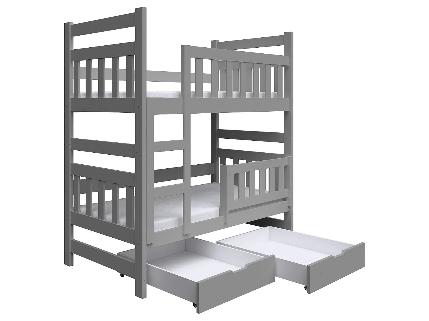 Lit superposé avec matelas - 80x185 cm - Gris - Dromi