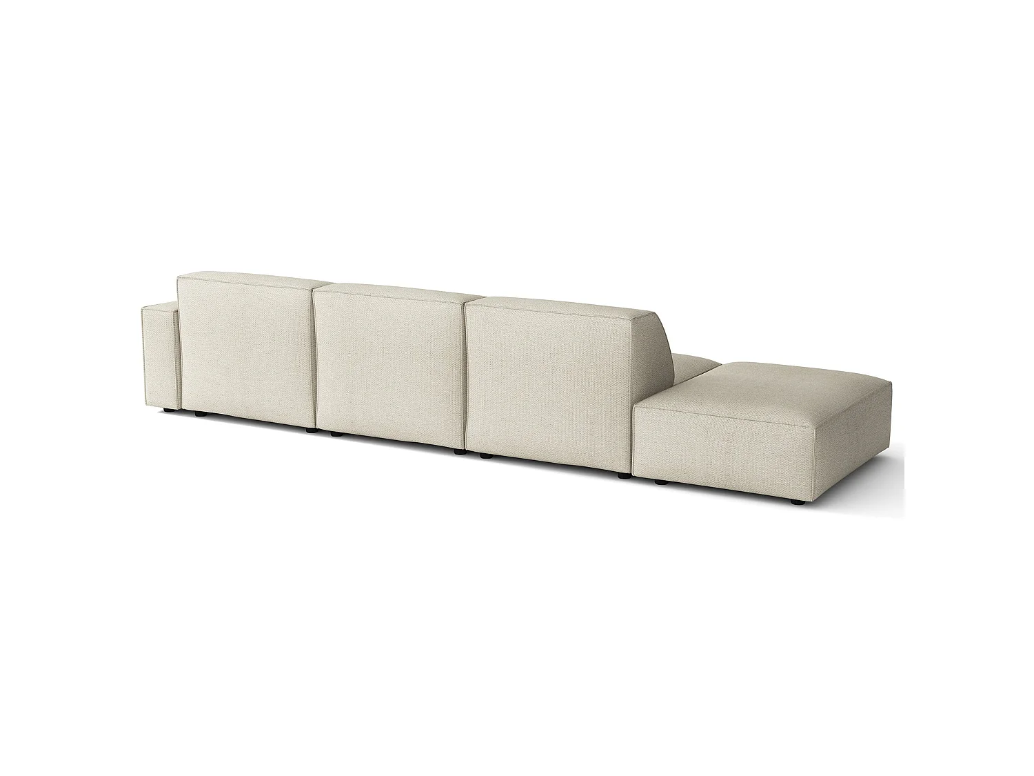 Canapé d'angle avec un pouf - 344 cm - droite - Chenille Crème - Sellmo
