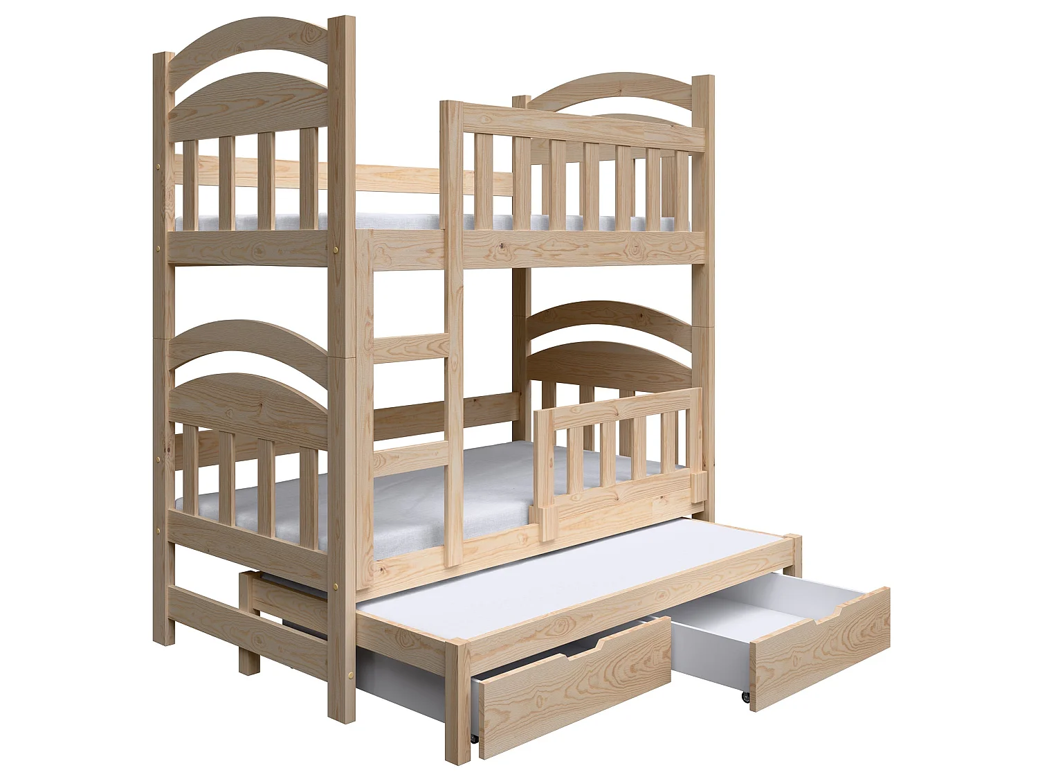 Stapelbed voor 3 personen met matrassen, 75x180 cm – Dopio