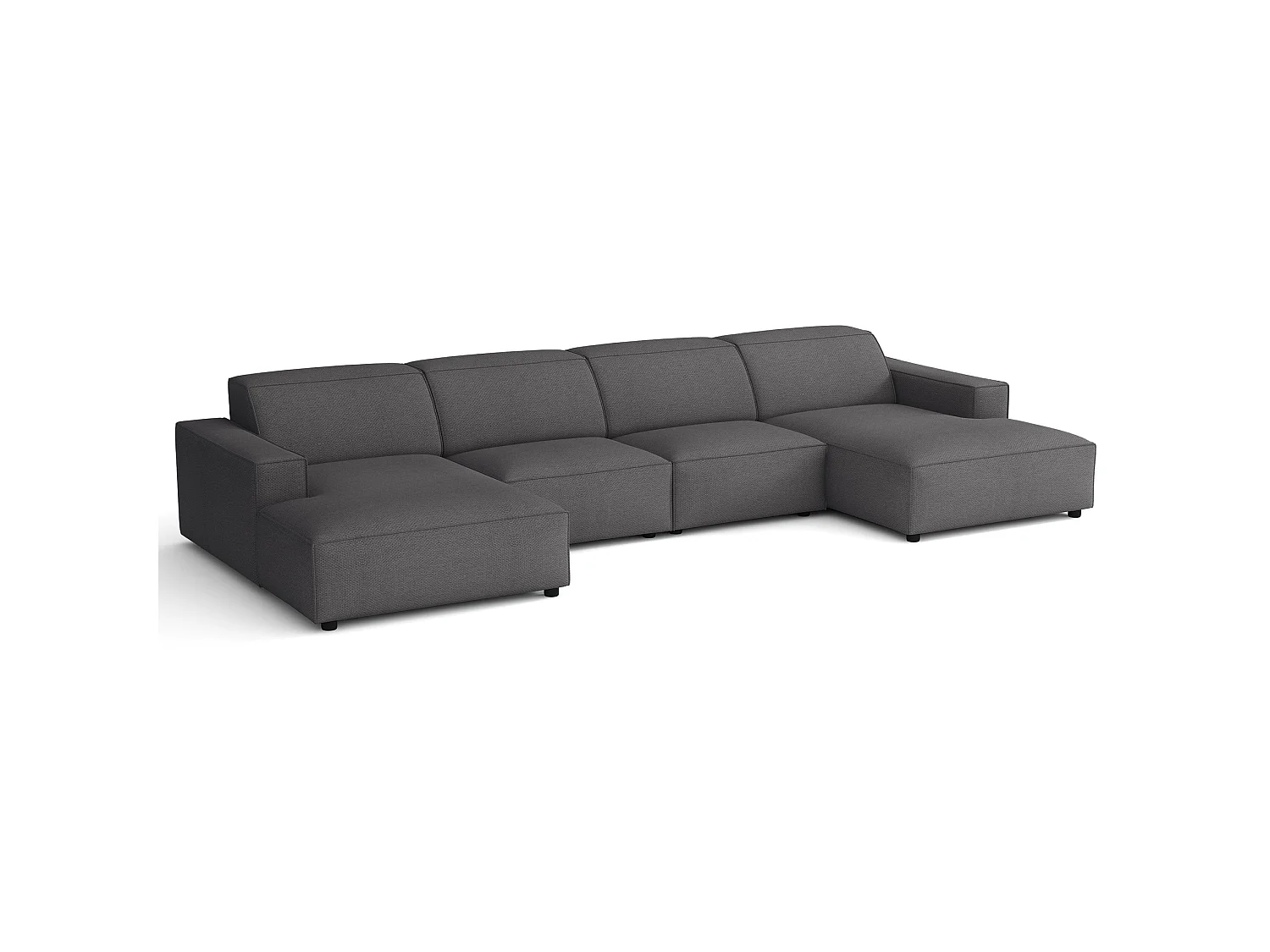 Canapé d'angle - 368 cm - Chenille Gris foncé - Sellmo