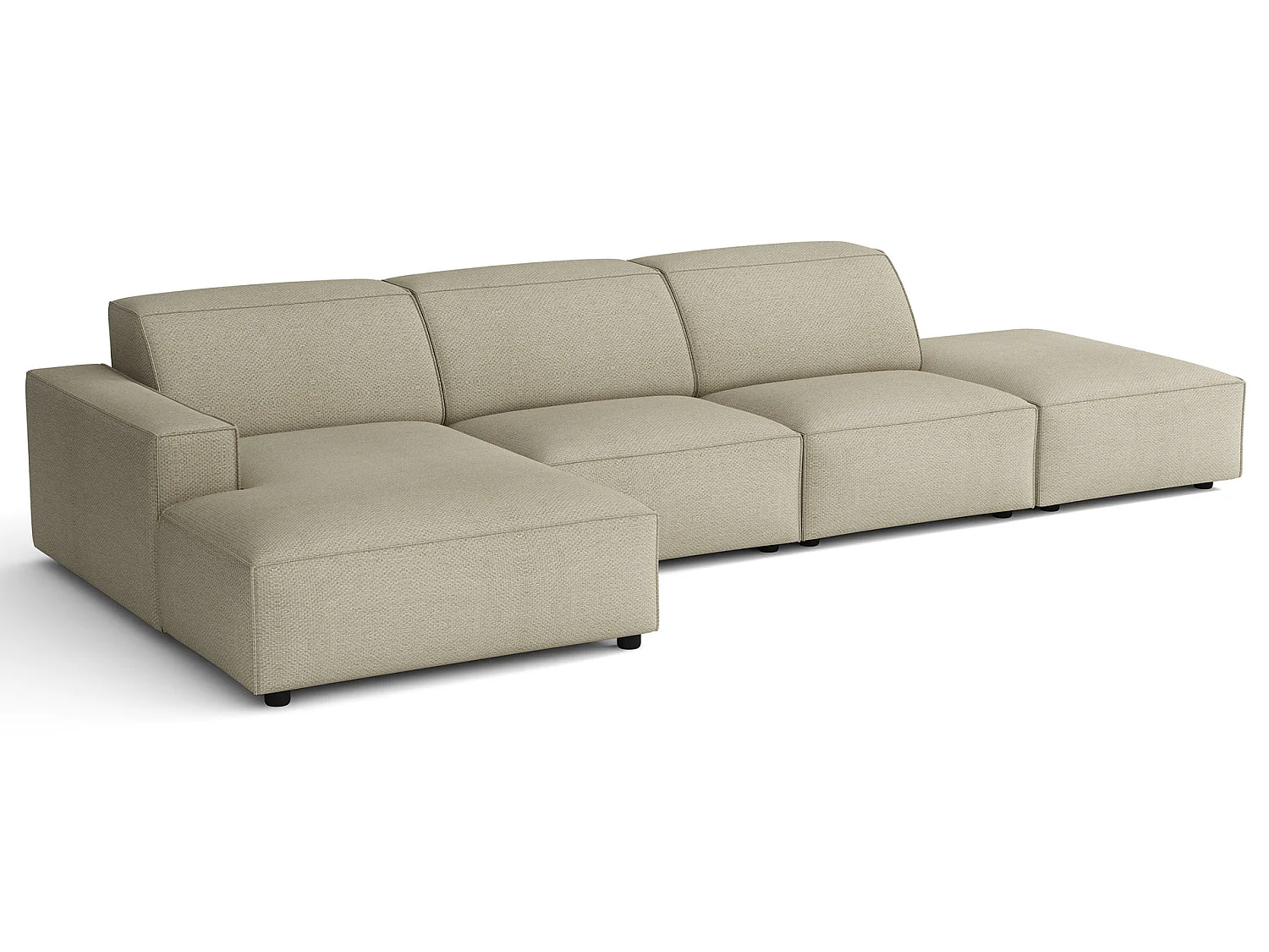 Canapé d'angle avec un pouf - 344 cm - gauche - Chenille Grėge - Sellmo