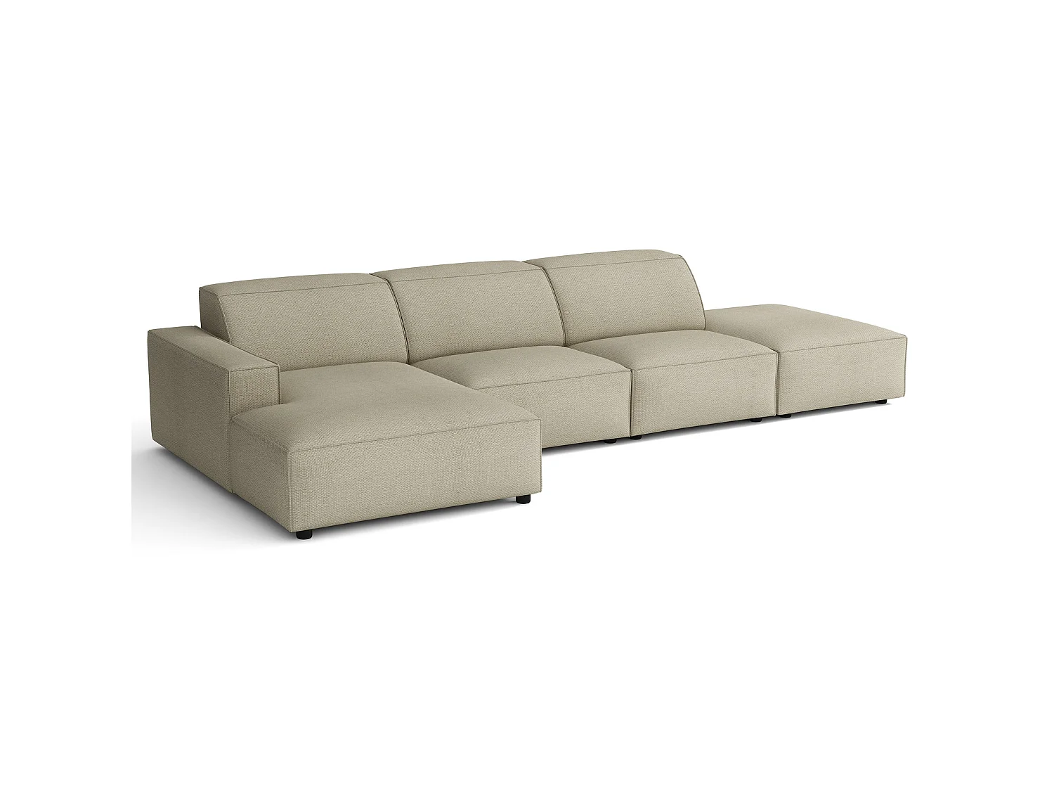 Canapé d'angle avec un pouf - 344 cm - gauche - Chenille Grėge - Sellmo