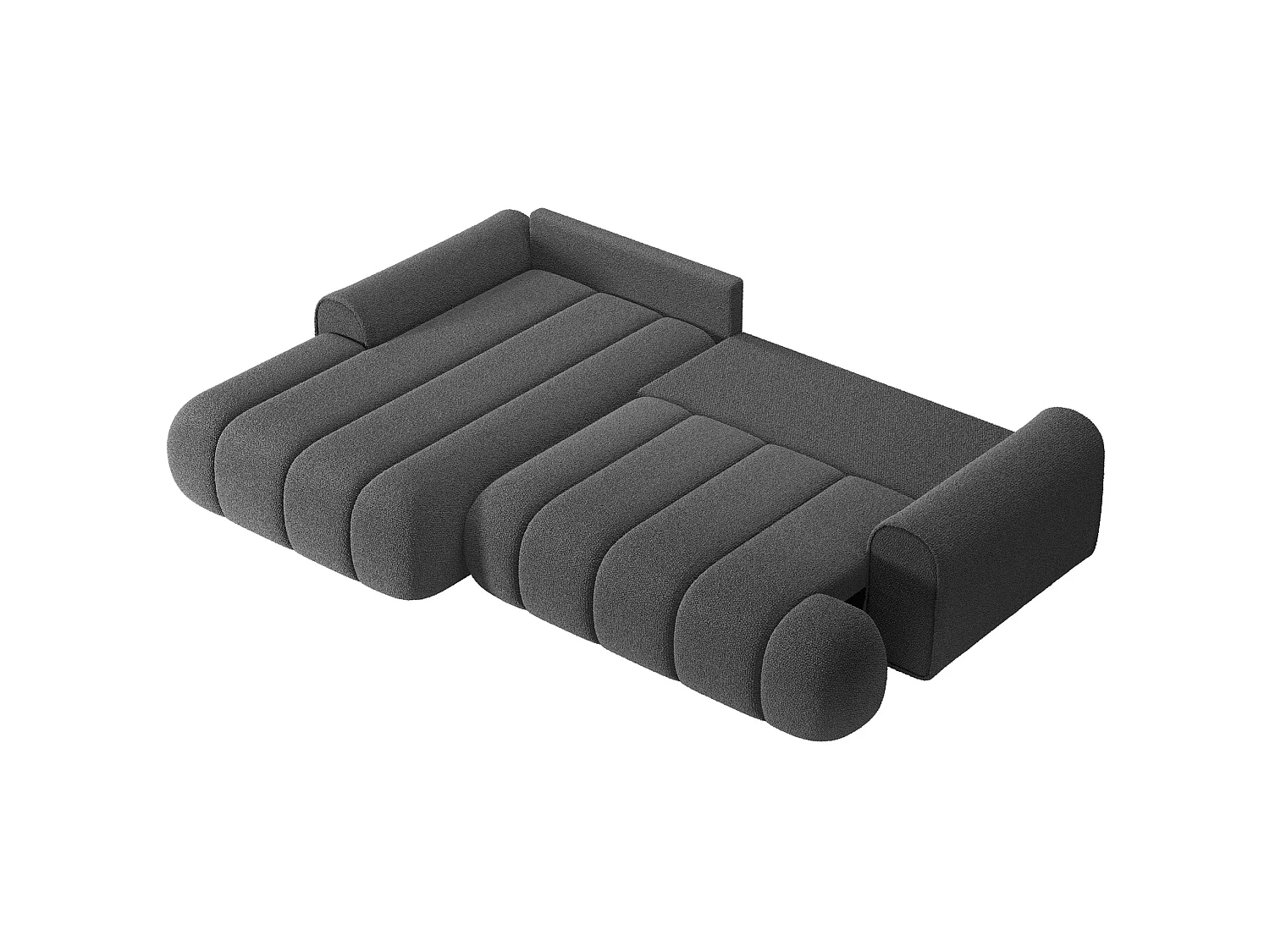 Canapé d'angle convertible - en bouclette gris avec revêtement - côté gauche - DANDELINO