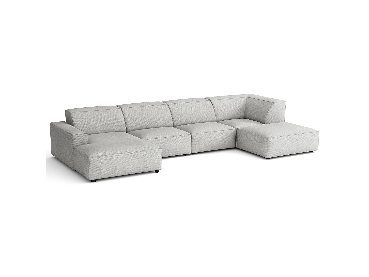 Hoekbank, chenille lichtgrijs, 366 cm – Sellmo