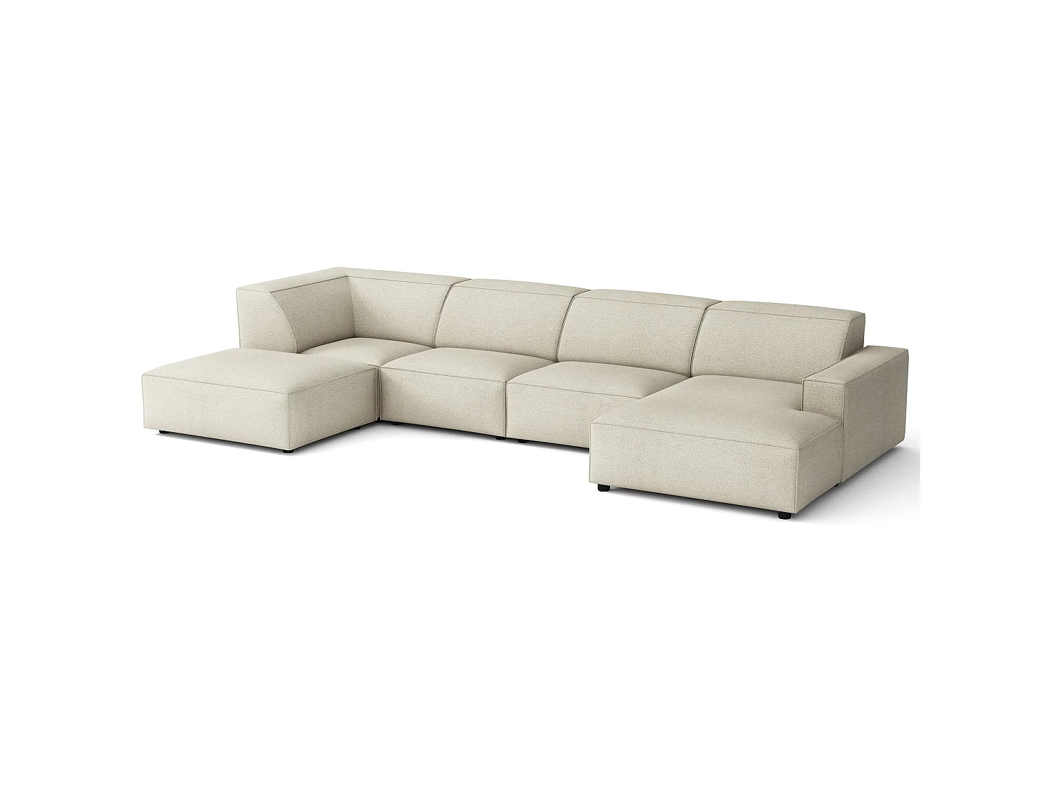 Canapé d'angle - 366 cm - gauche - Chenille Crème - Sellmo
