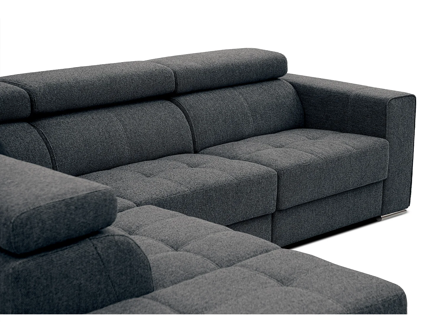 QUARTZ Ecksofa 5-Sitzer links, dunkelgrau