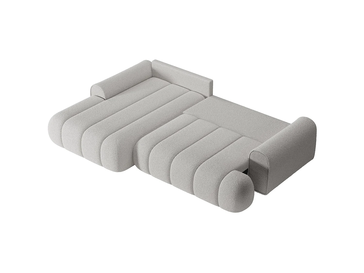 Canapé d'angle convertible - en bouclette gris clair avec revêtement - côté gauche - DANDELINO