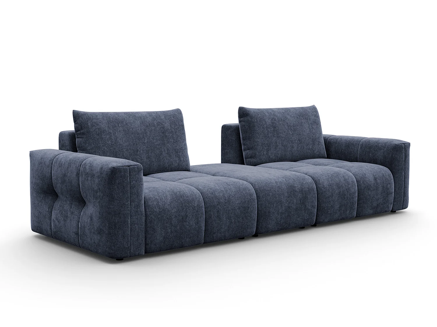 CANAPÉ VERONA 4 places avec pouf, tissu bleu marine