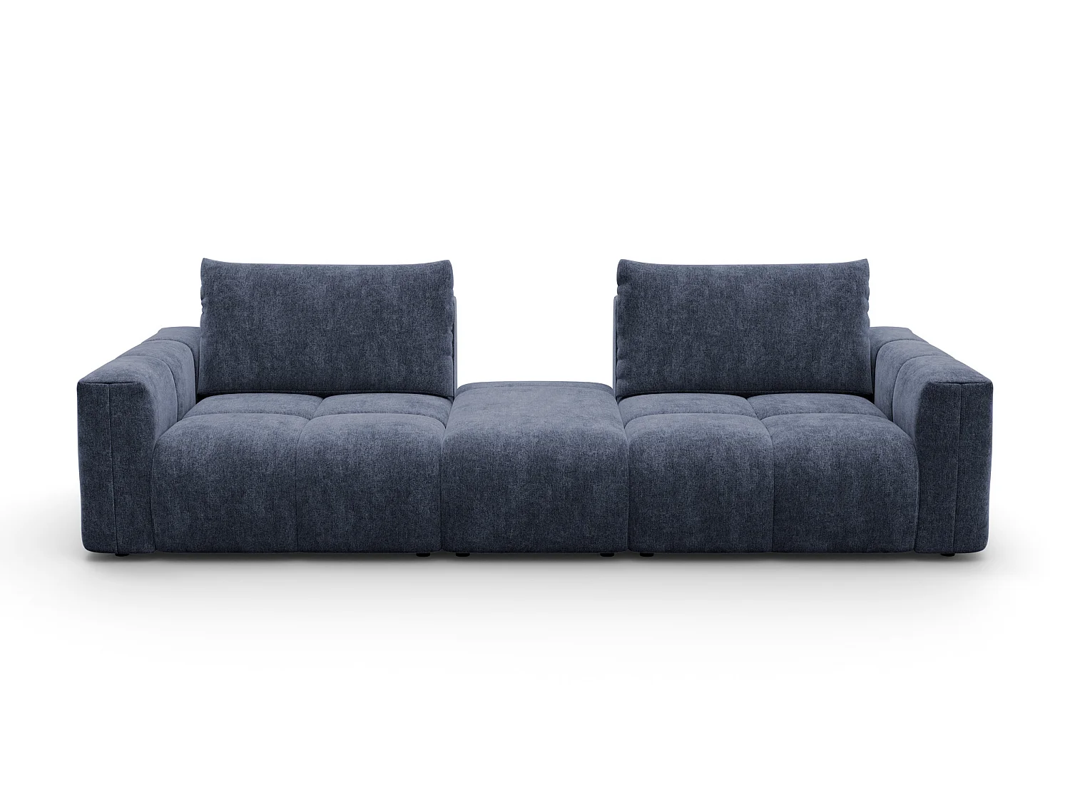 CANAPÉ VERONA 4 places avec pouf, tissu bleu marine