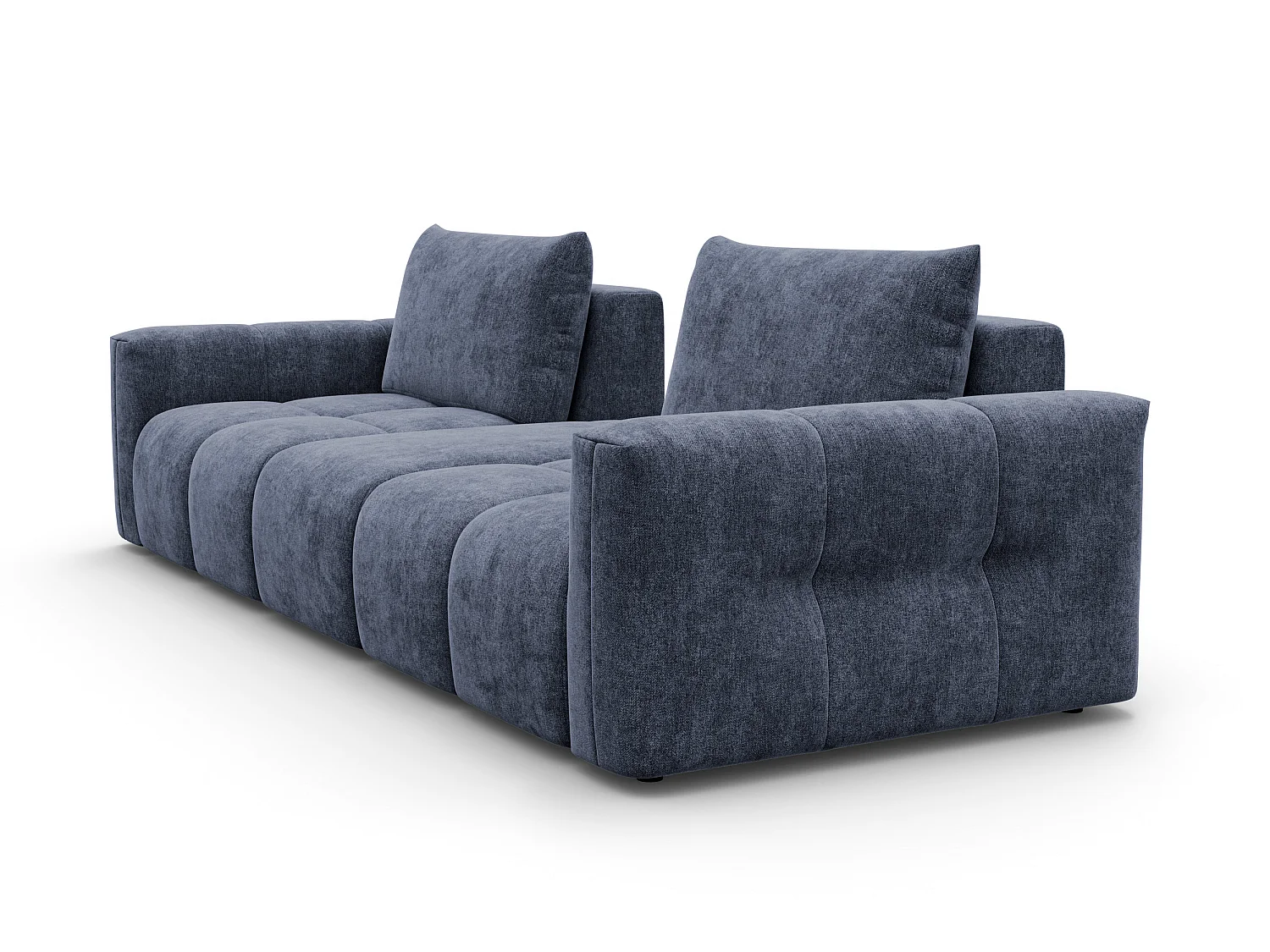 CANAPÉ VERONA 4 places avec pouf, tissu bleu marine