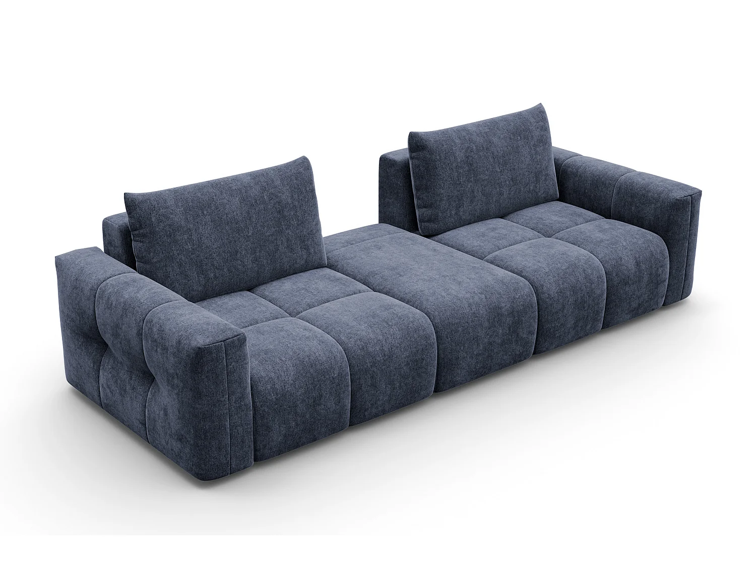 CANAPÉ VERONA 4 places avec pouf, tissu bleu marine