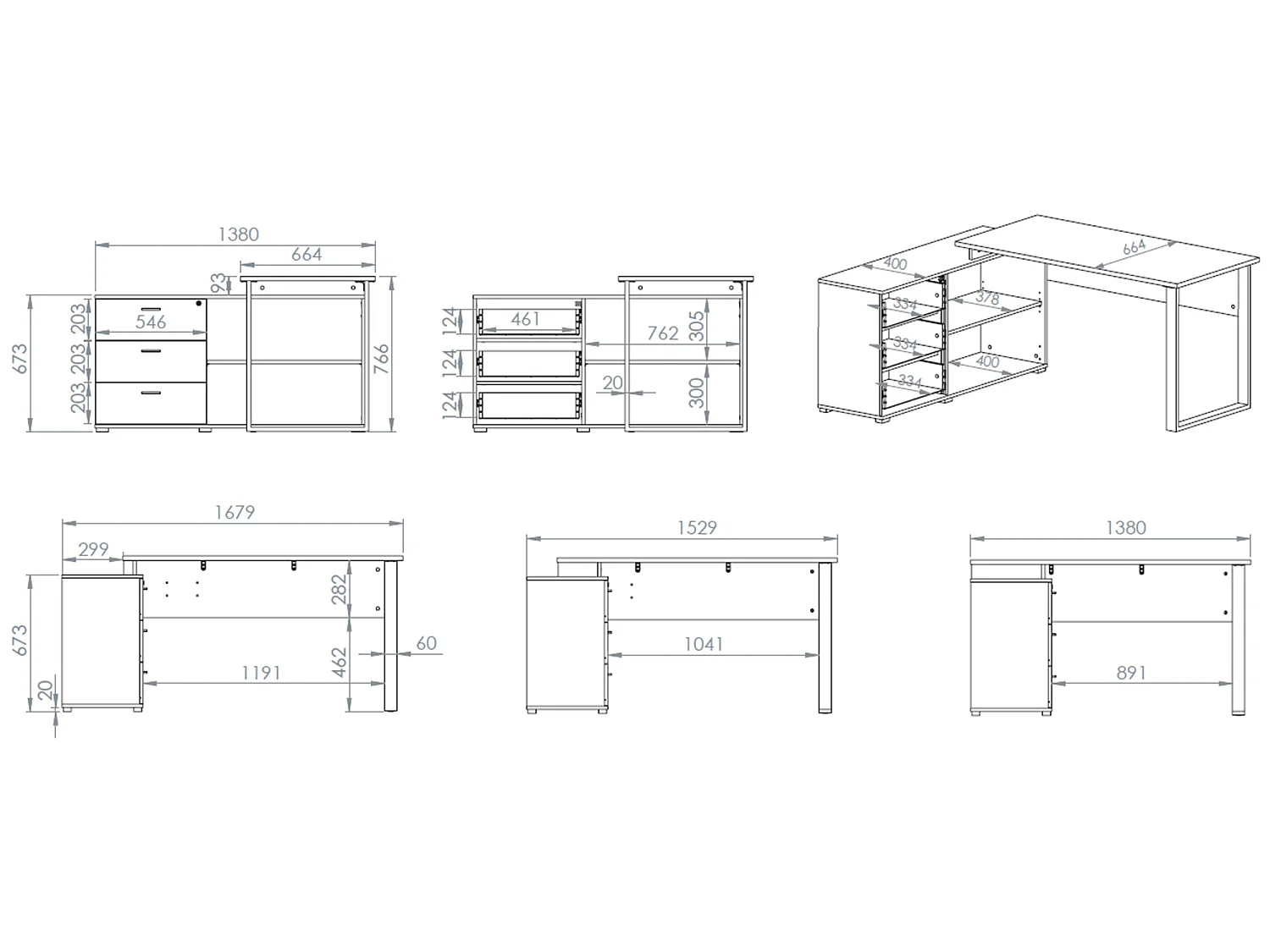 Bureau d'angle - 167 cm - Chêne - Odelis