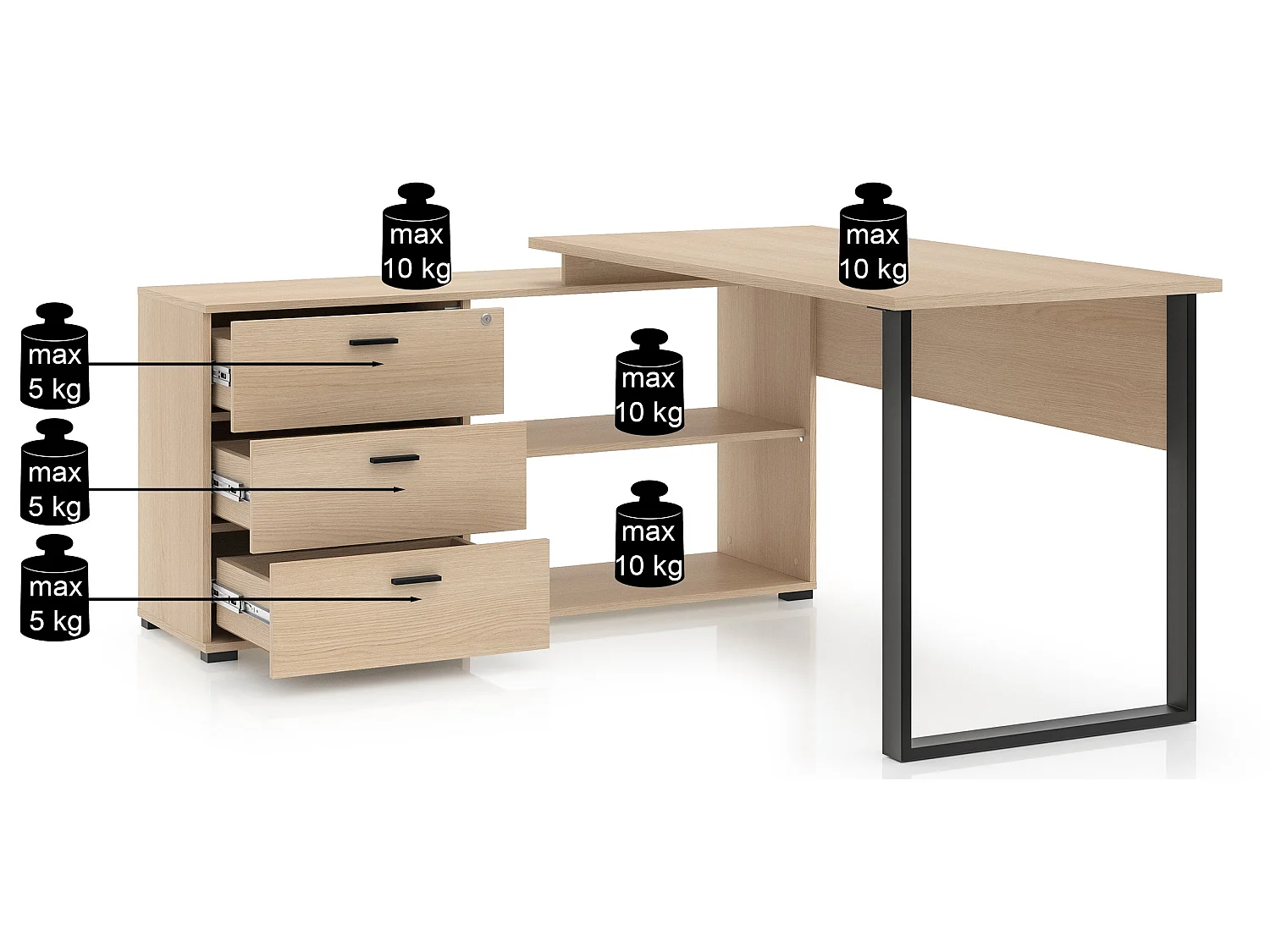 Bureau d'angle - 167 cm - Chêne - Odelis