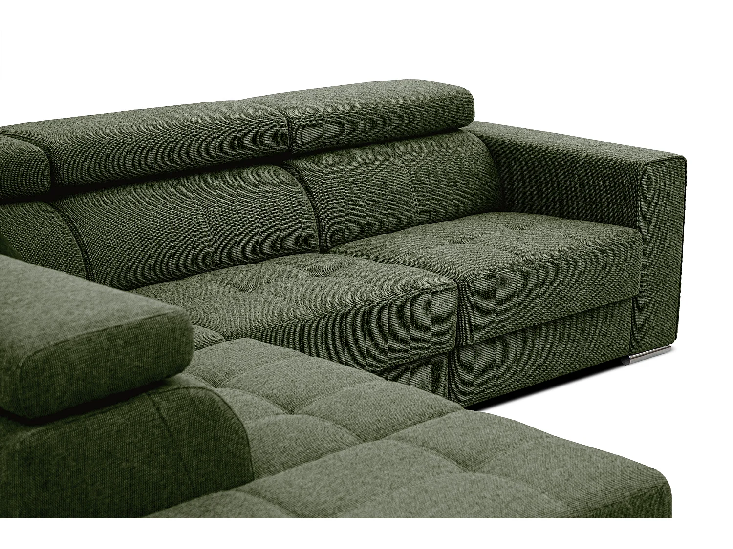 QUARTZ Ecksofa 5-Sitzer links, olive
