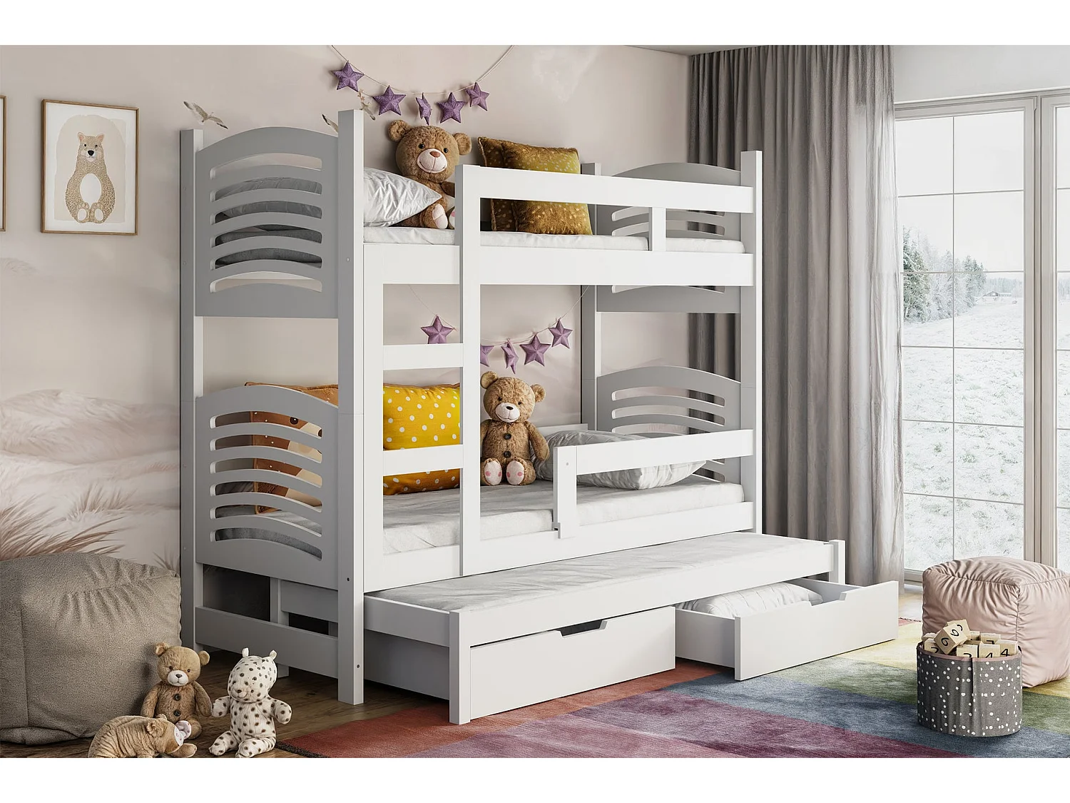 Stapelbed voor 3 personen, 75x180 cm – Cami