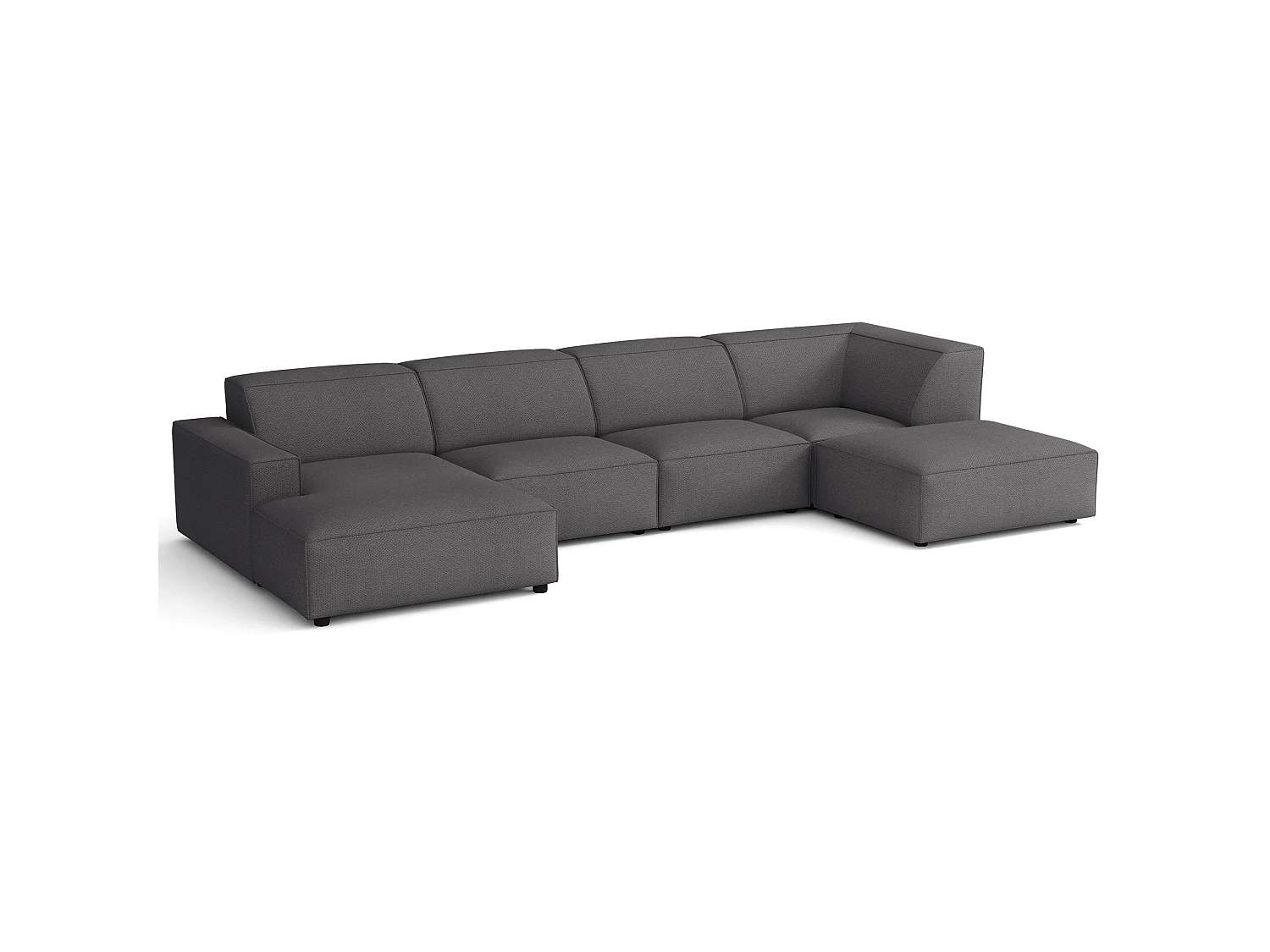 Wohnlandschaft , Chenille Dunkelgrau, 366 cm - Sellmo