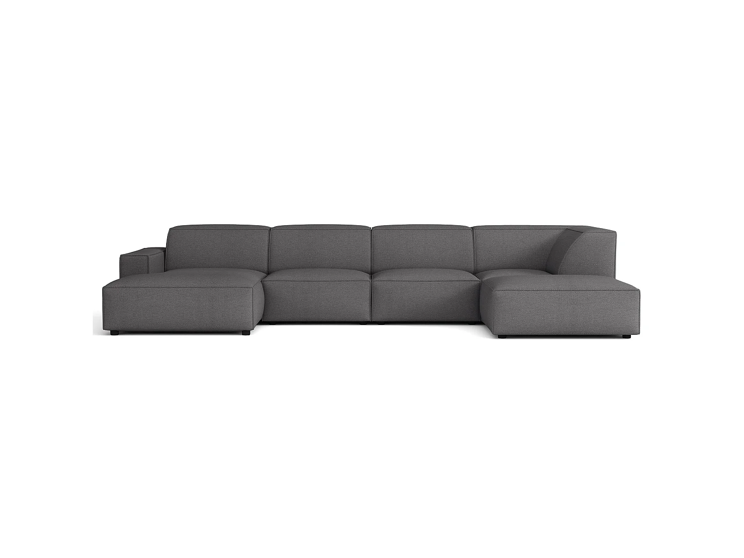 Wohnlandschaft , Chenille Dunkelgrau, 366 cm - Sellmo