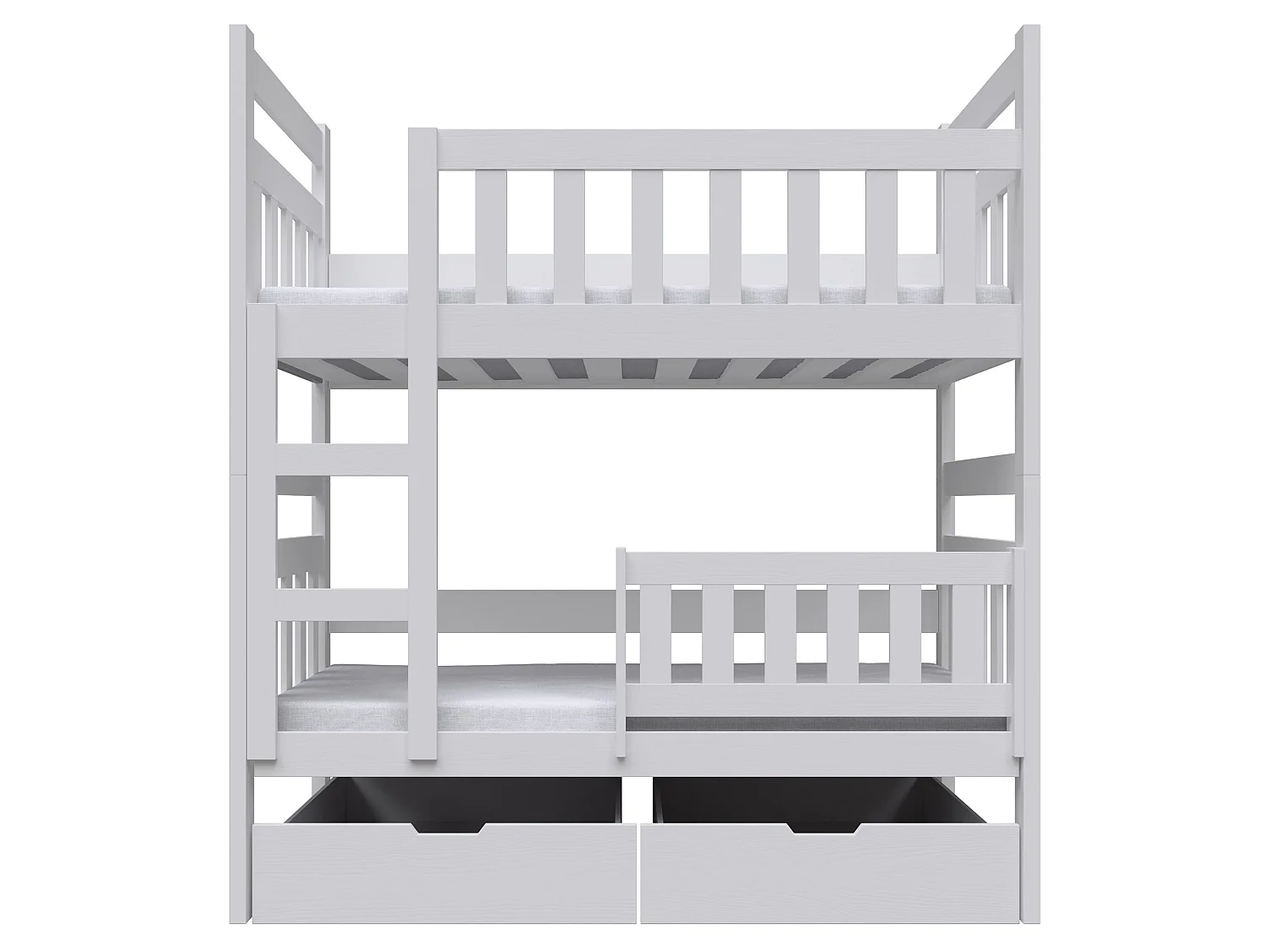 Lit superposé avec matelas - 80x185 cm - Blanc - Dromi