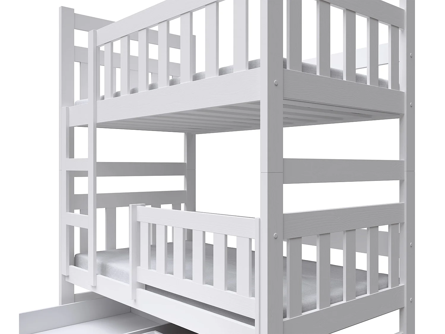 Lit superposé avec matelas - 80x185 cm - Blanc - Dromi