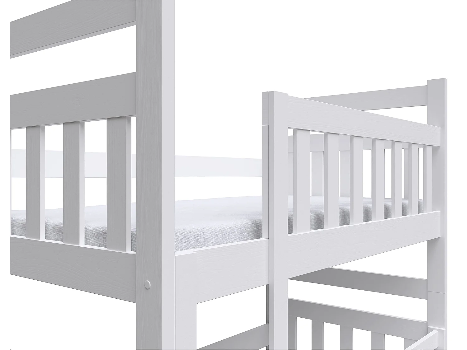 Lit superposé avec matelas - 80x185 cm - Blanc - Dromi