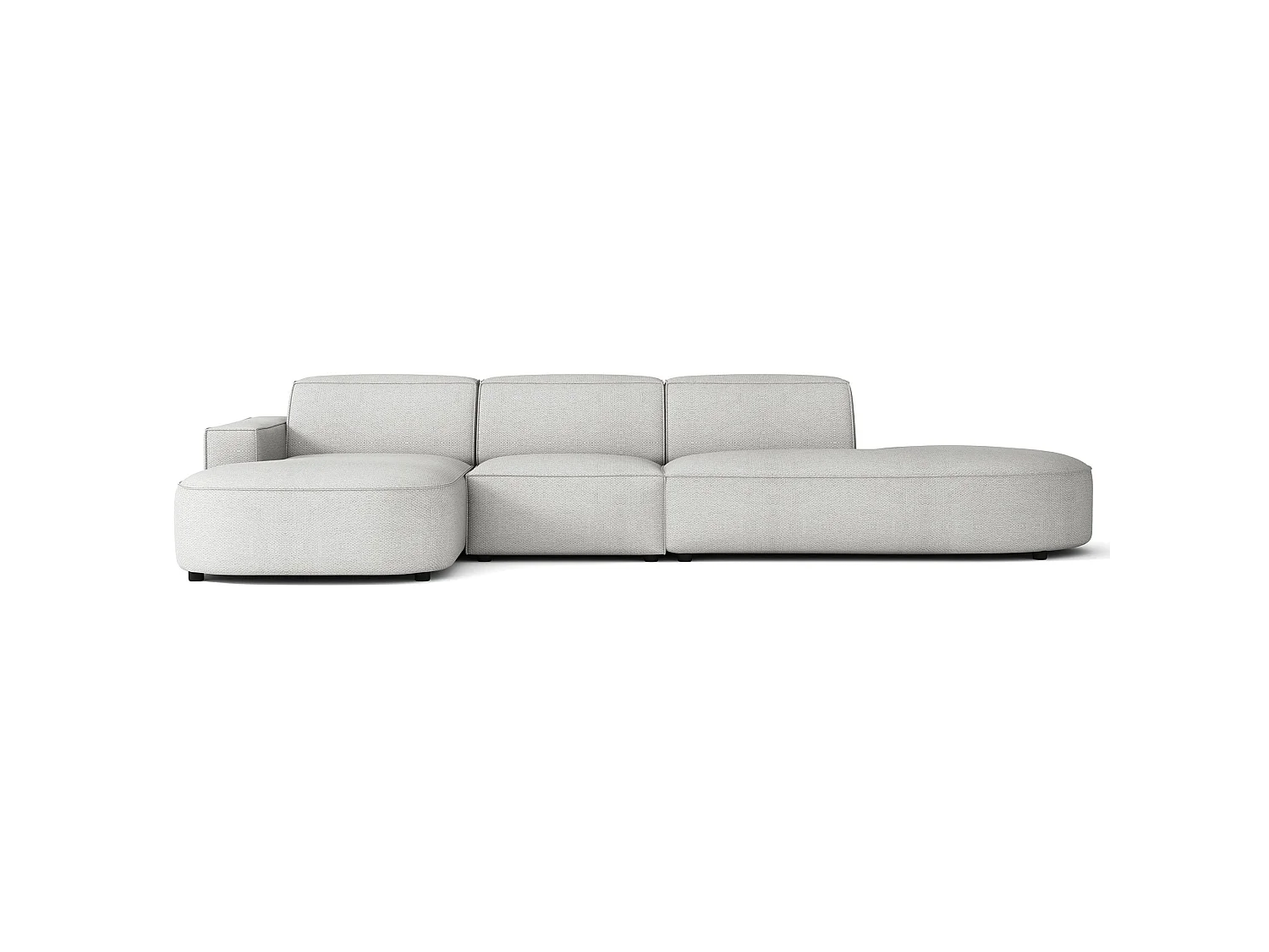 Hoekbank 3-zits, linkeropstelling, chenille lichtgrijs, 358 cm – Sallmo