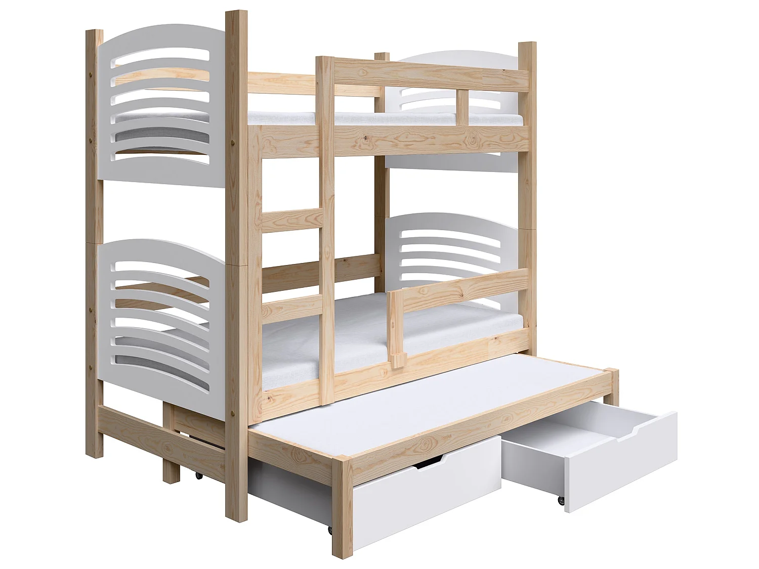 Stapelbed voor 3 personen met matrassen, 75x180 cm – Cami