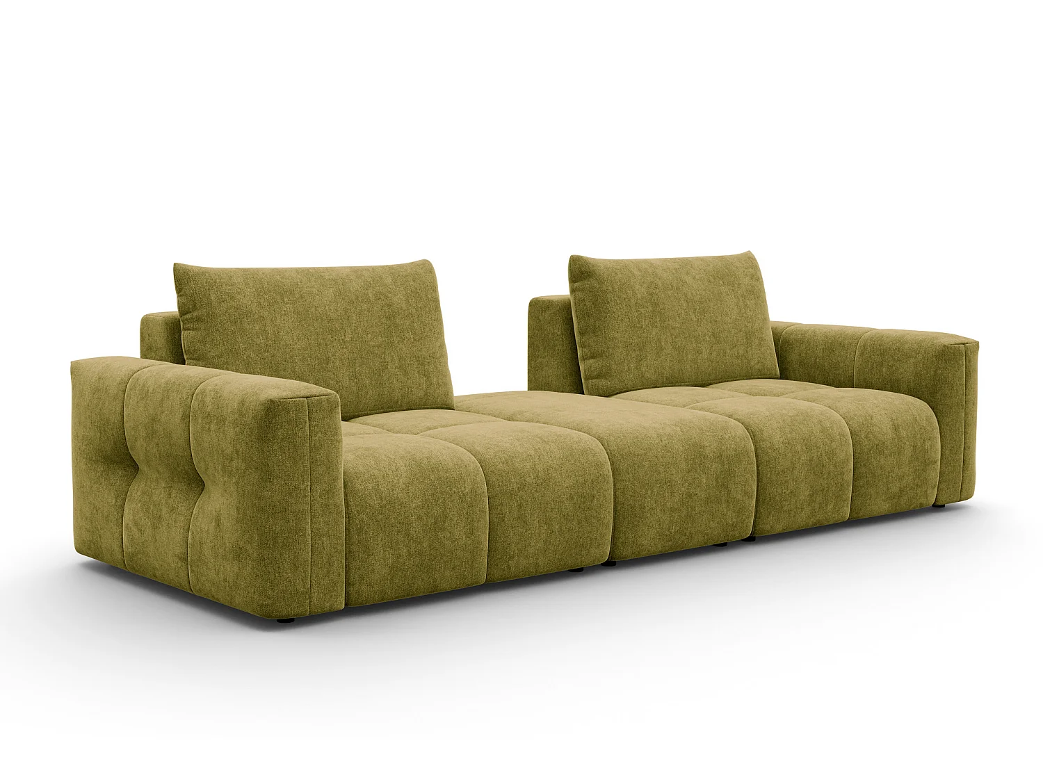 CANAPÉ VERONA 4 places avec pouf, tissu khaki