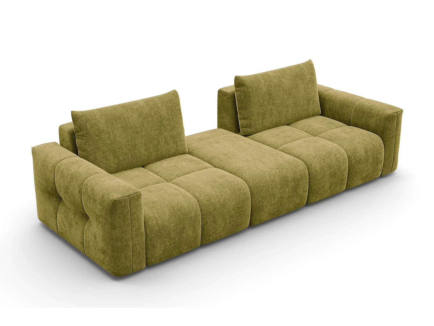 CANAPÉ VERONA 4 places avec pouf, tissu khaki