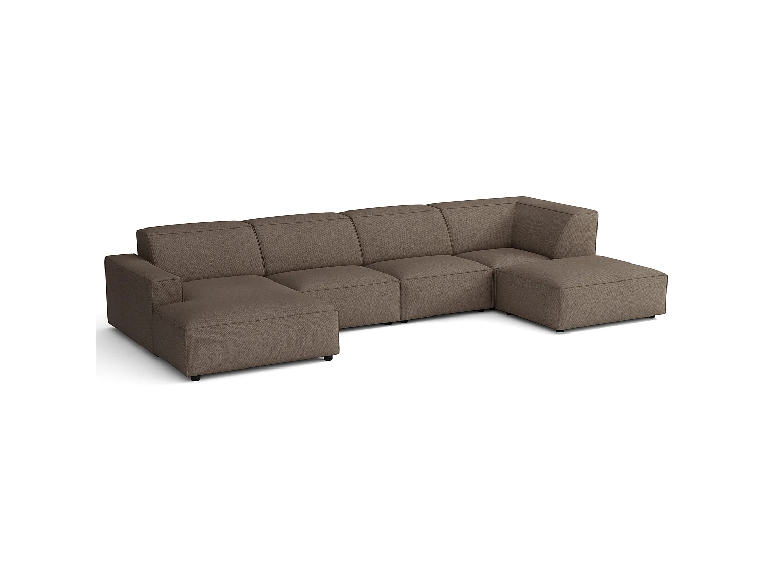 Canapé d'angle - 366 cm - droite - Chenille Brun clair - Sellmo