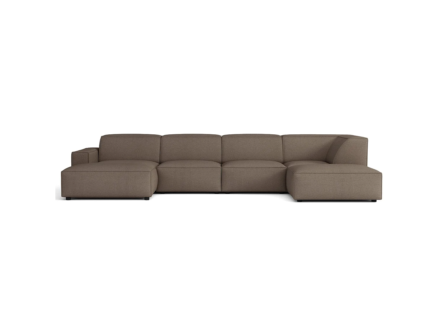 Canapé d'angle - 366 cm - droite - Chenille Brun clair - Sellmo