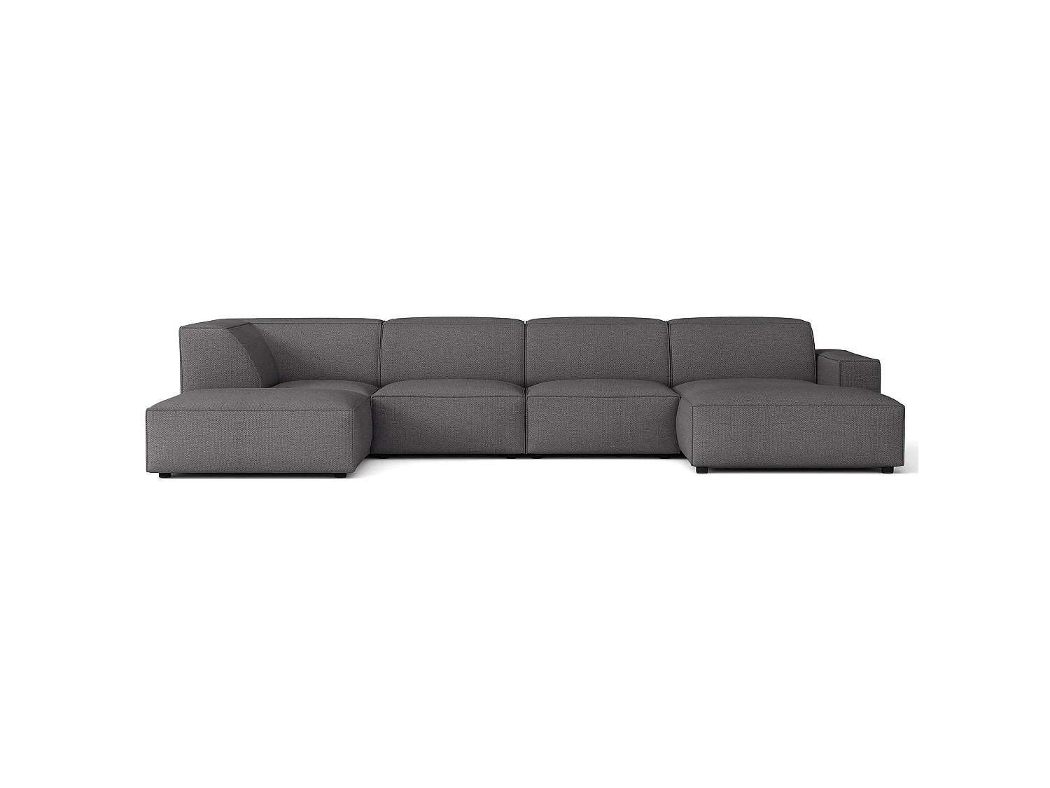 Canapé d'angle - 366 cm - gauche - Chenille Gris foncé - Sellmo