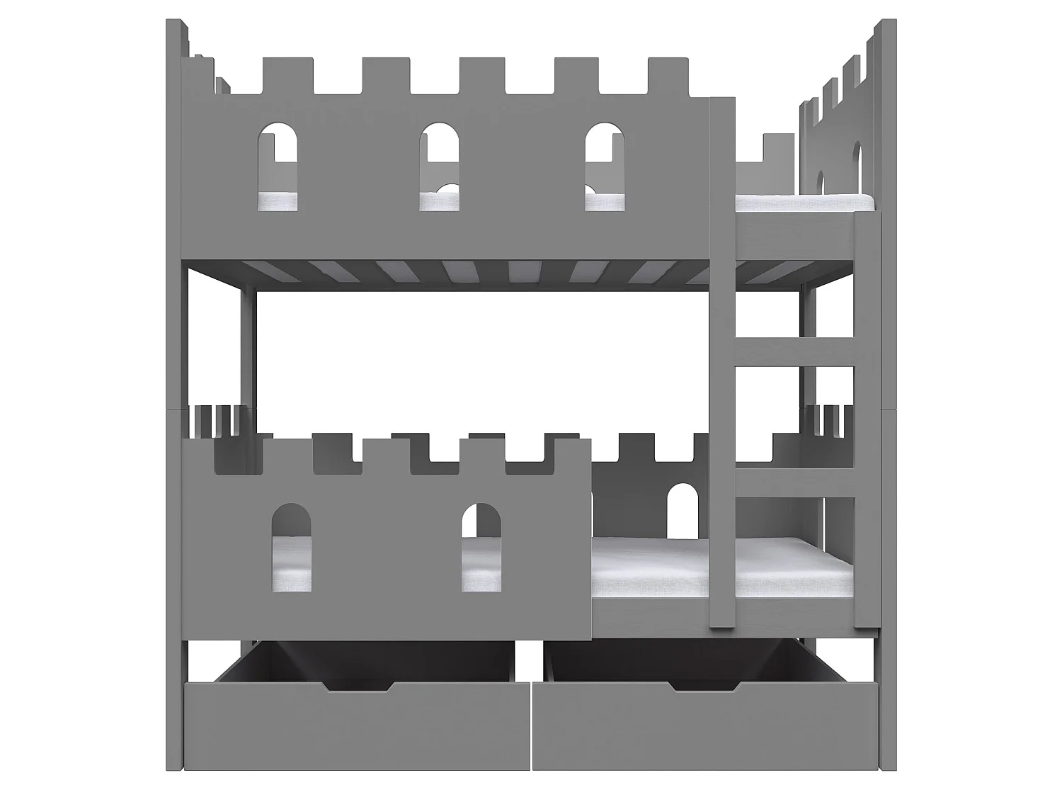 Stapelbed met matrassen, grijs, 75x180 cm – Castelo