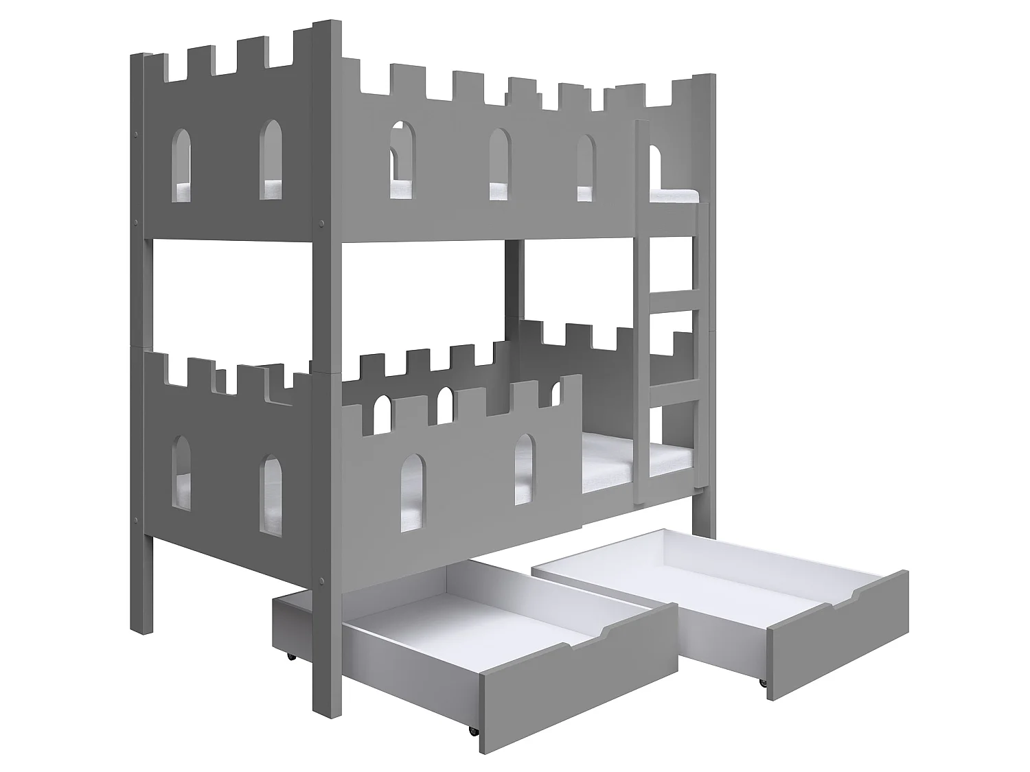 Stapelbed met matrassen, grijs, 75x180 cm – Castelo