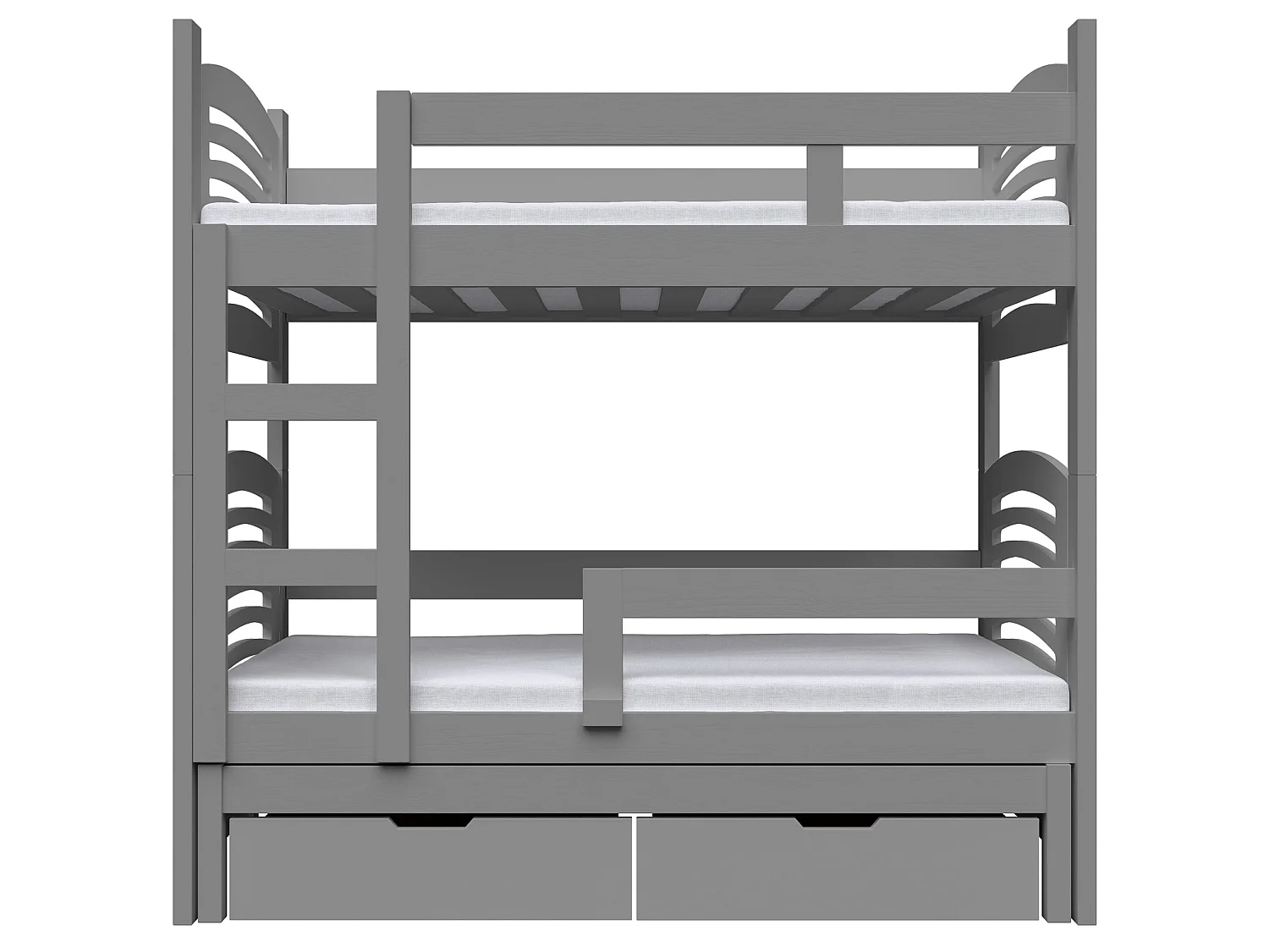 Stapelbed voor 3 personen met matrassen, grijs, 75x180 cm – Cami