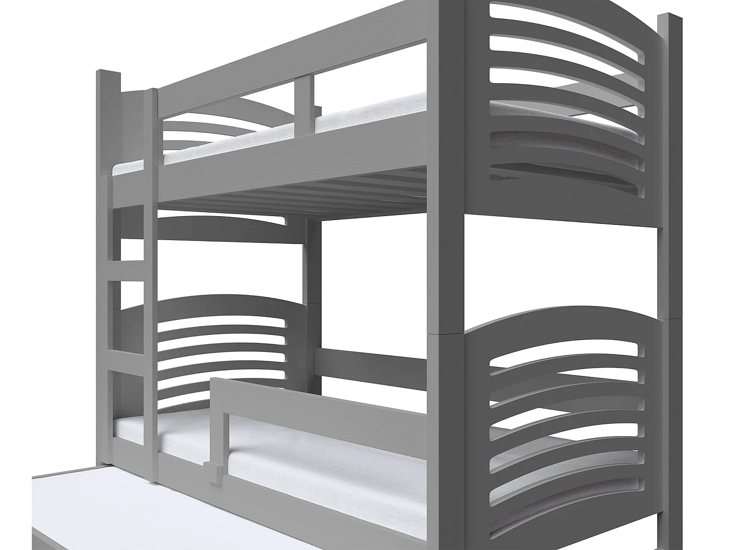 Stapelbed voor 3 personen met matrassen, grijs, 75x180 cm – Cami