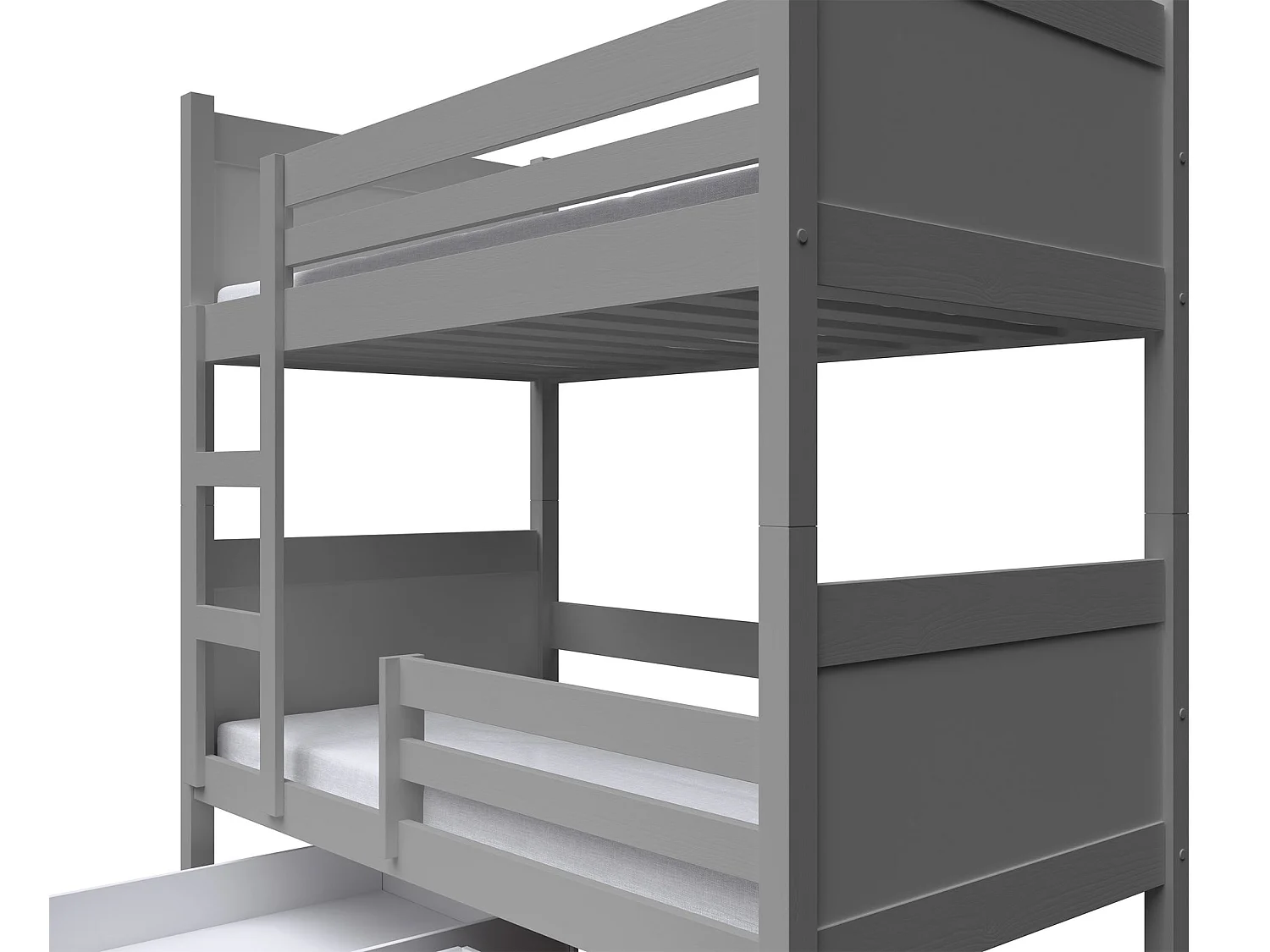 Etagenbett mit Matratzen, Grau, 80x180 cm - Frello