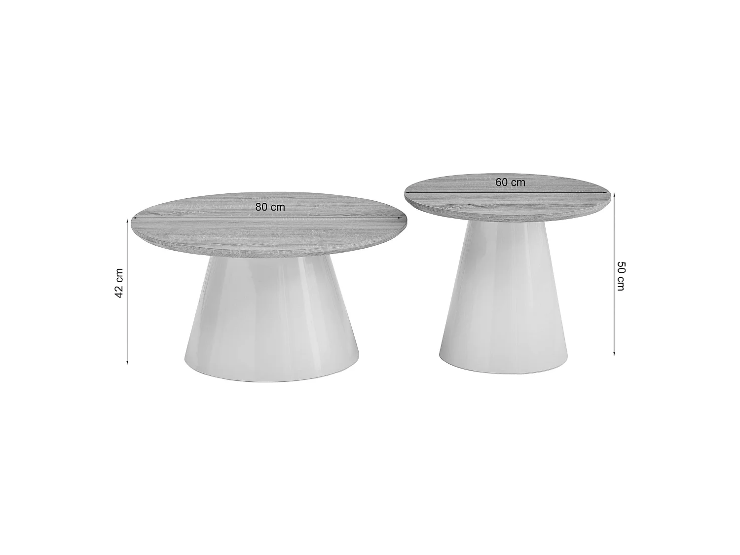Ensemble de table basse - 80 cm - Chêne naturel - Lunnea