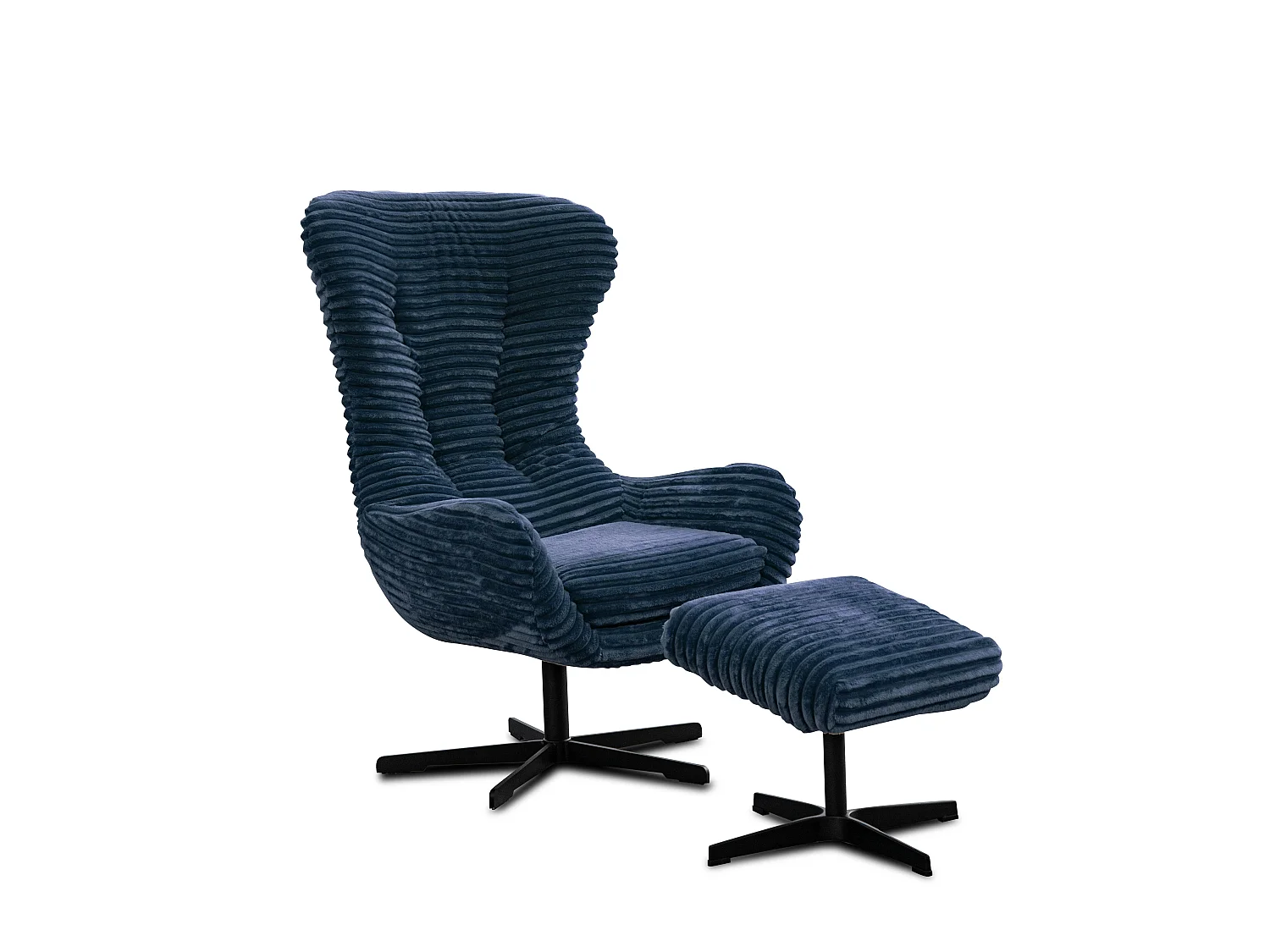 FAUTEUIL MONACO, tissu velours côtelé bleu marine