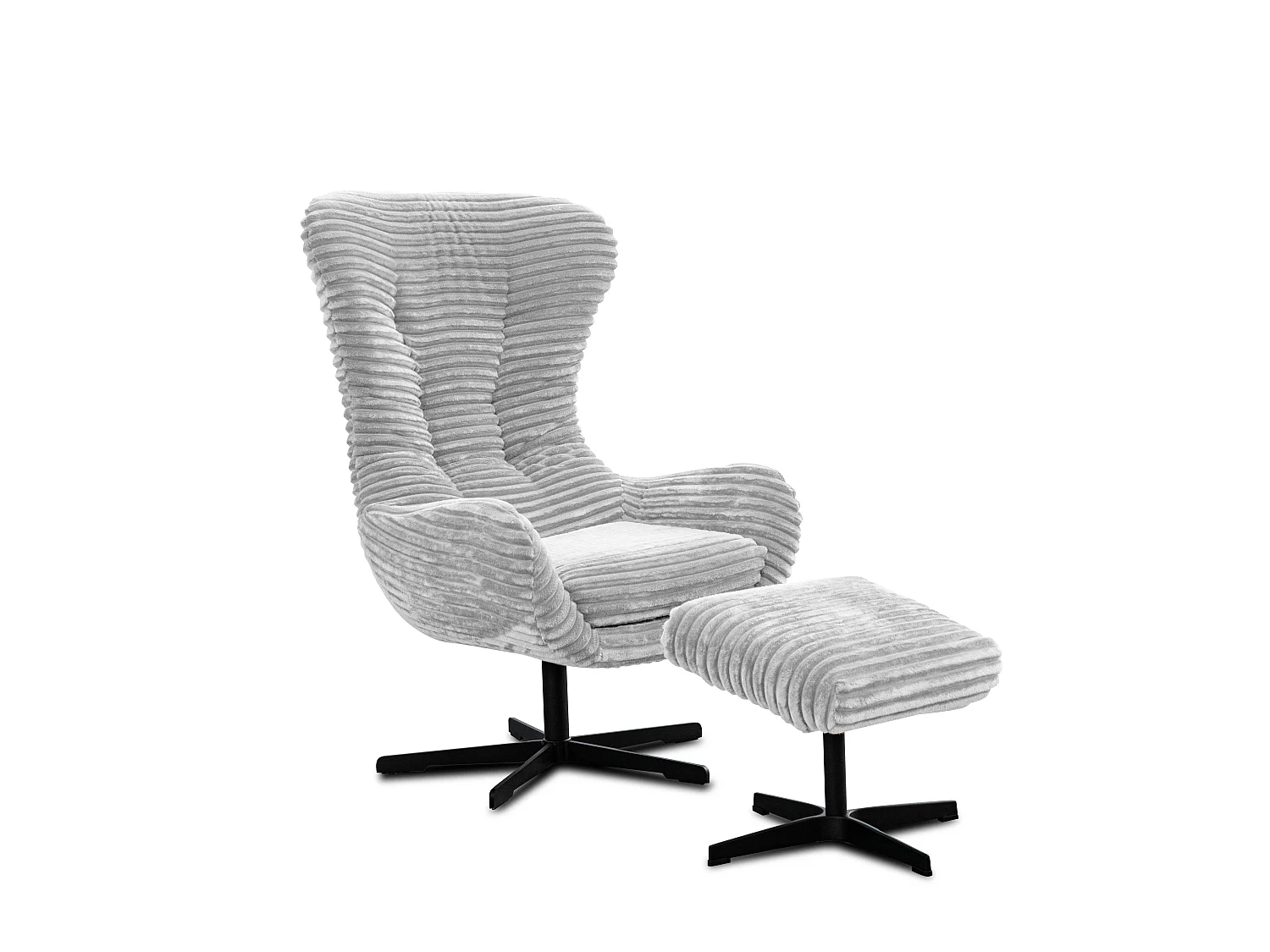 FAUTEUIL MONACO, tissu velours côtelé gris clair