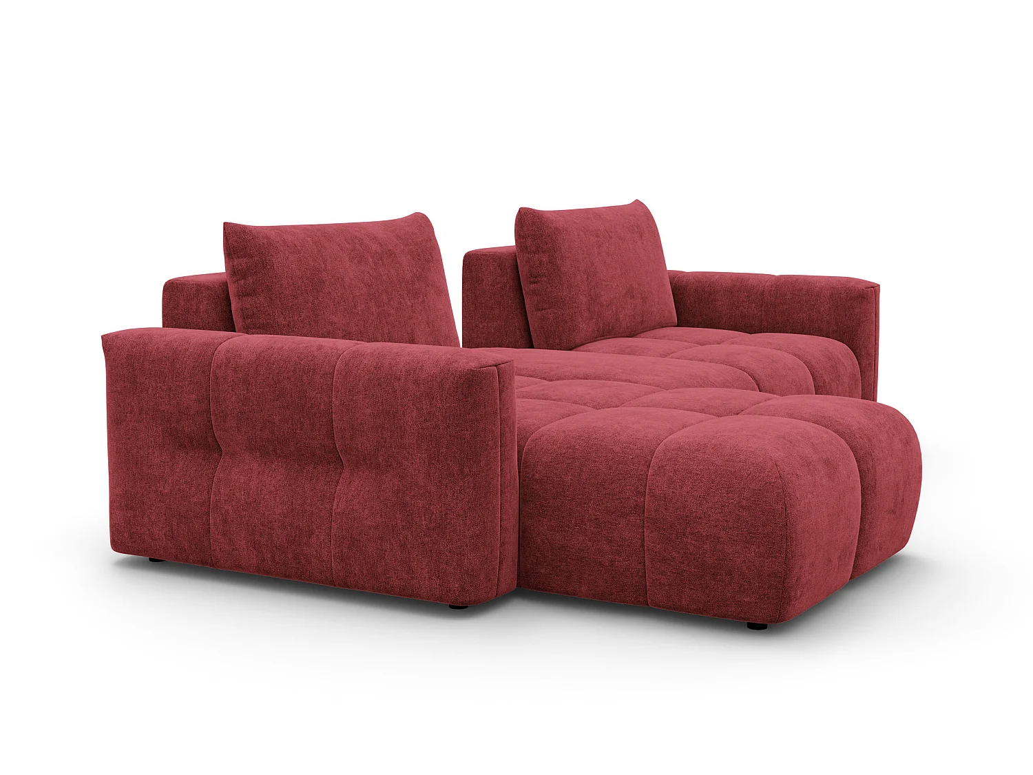 CANAPÉ D'ANGLE VERONA 4 places gauche avec pouf, tissu bordeaux