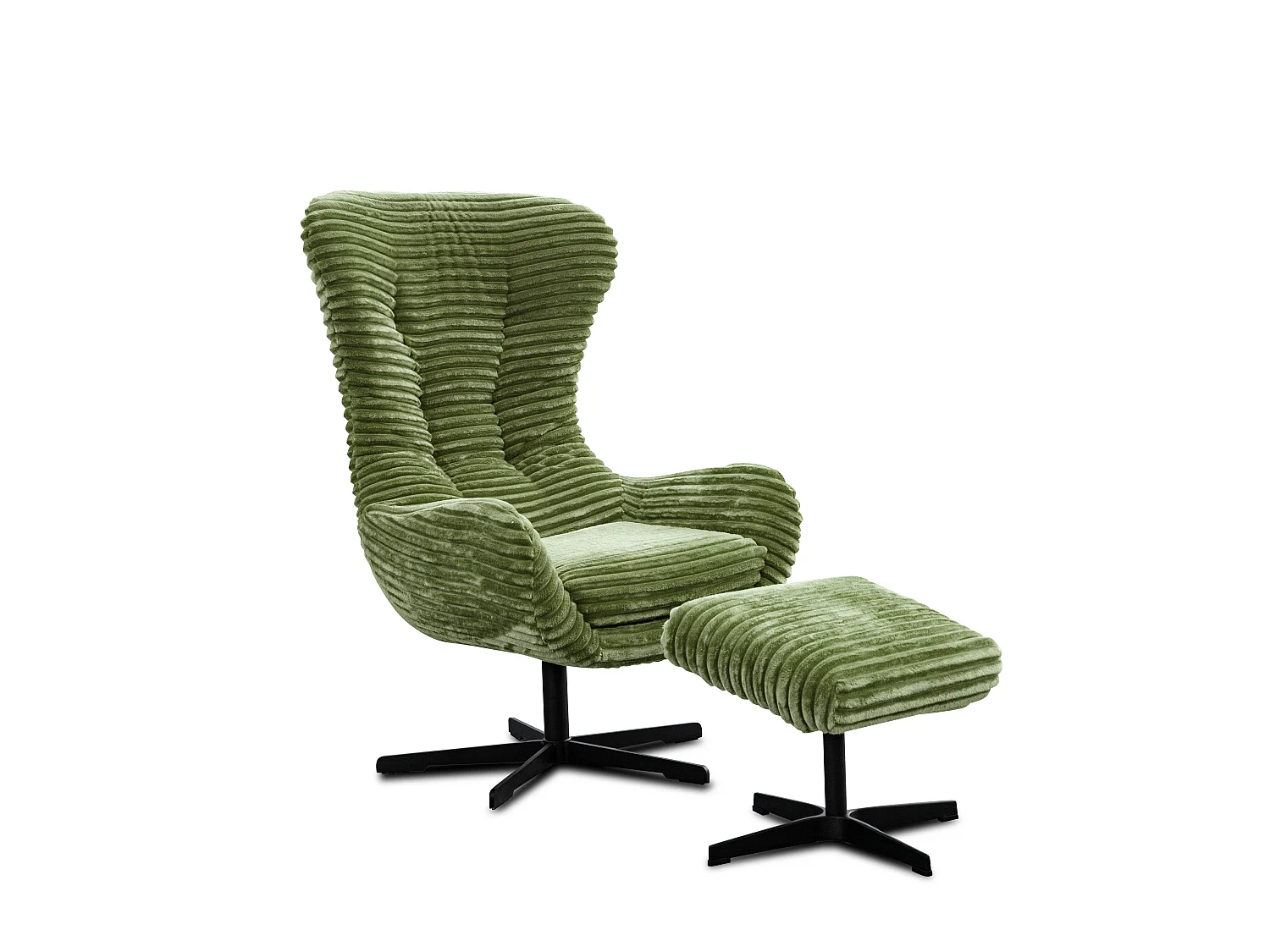 FAUTEUIL MONACO, tissu velours côtelé vert