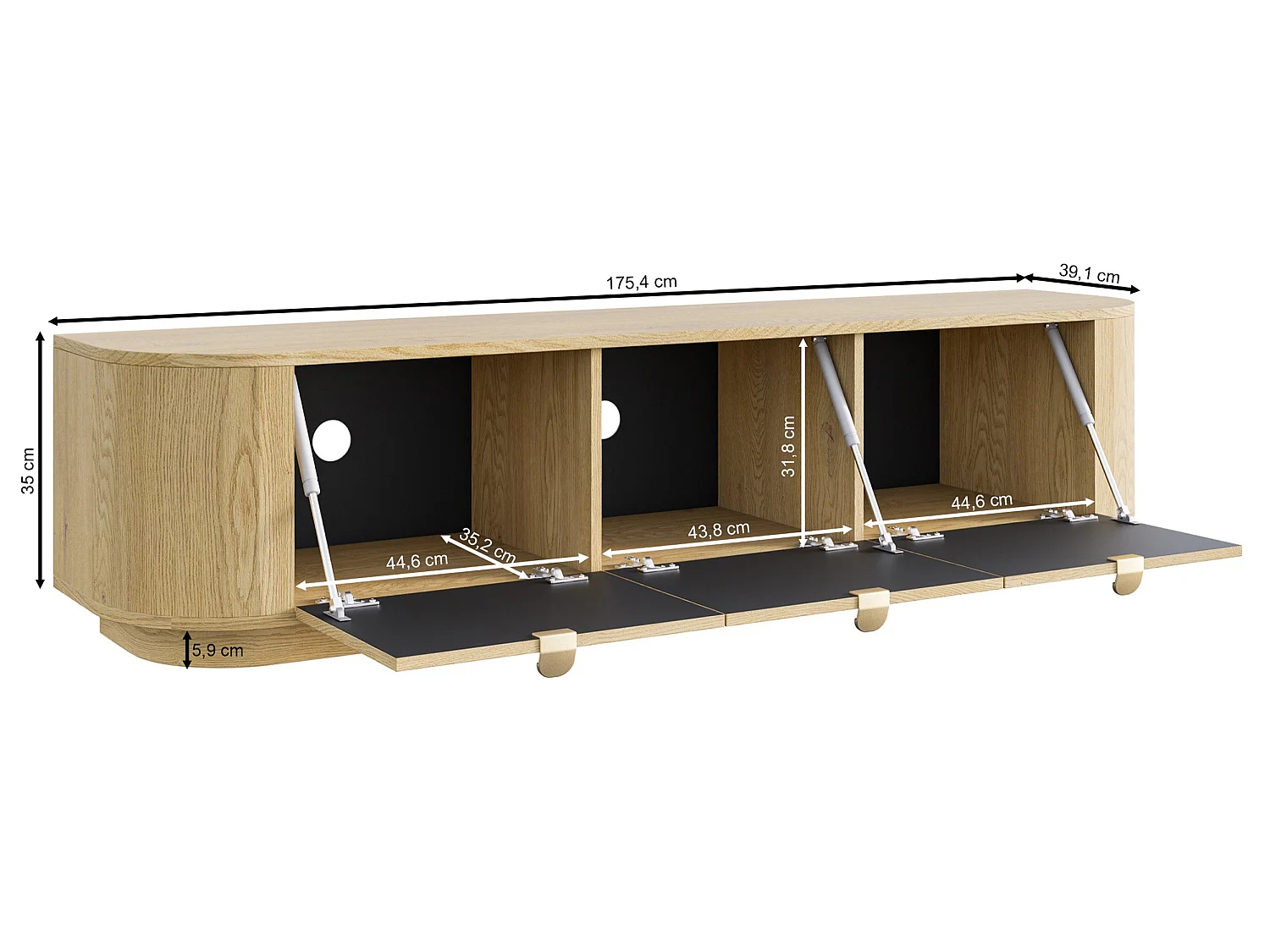 TV-Lowboard, Eichenholzoptik, 175 cm - Coru