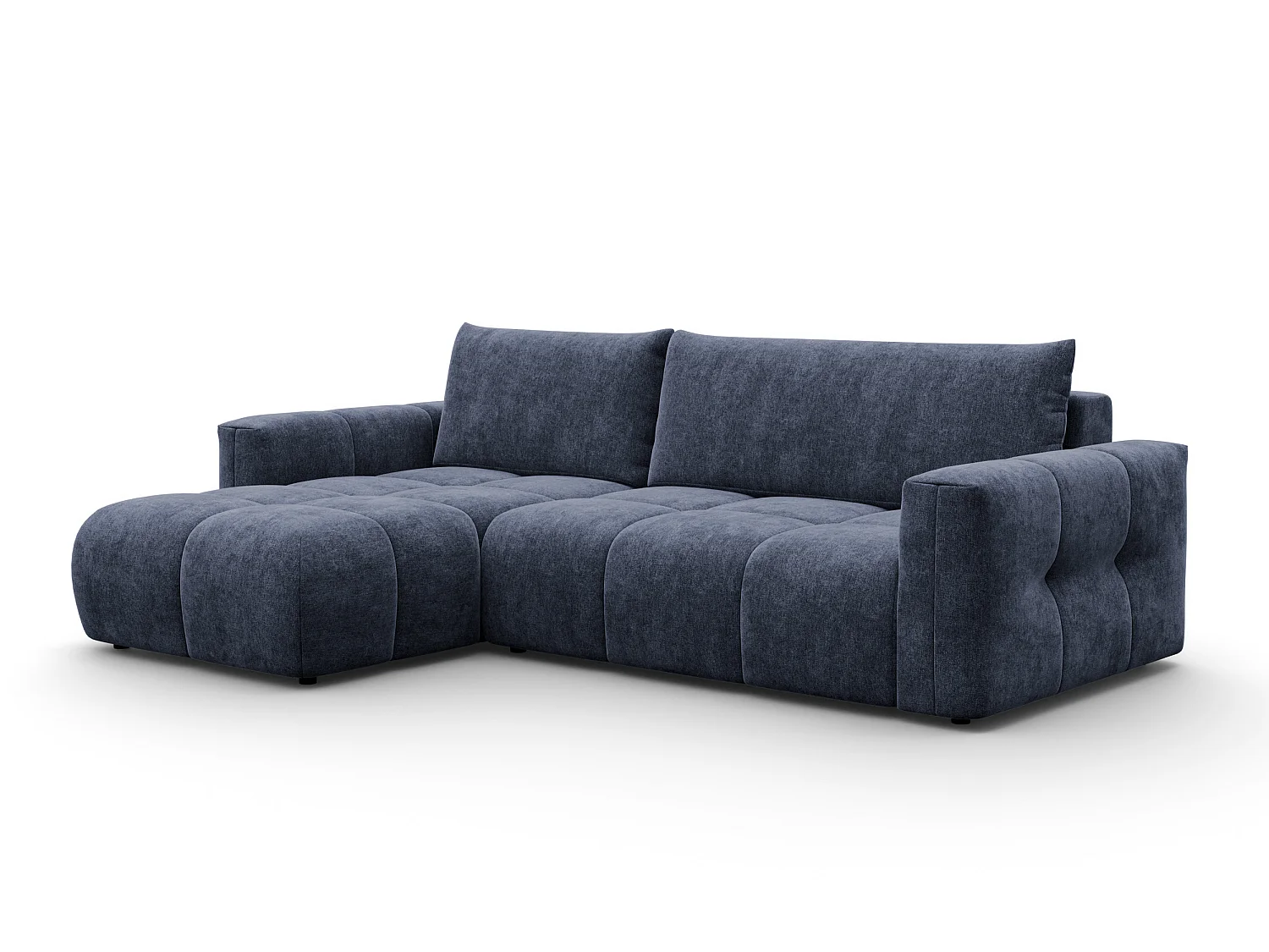 CANAPÉ D'ANGLE VERONA 4 places gauche, tissu bleu marine