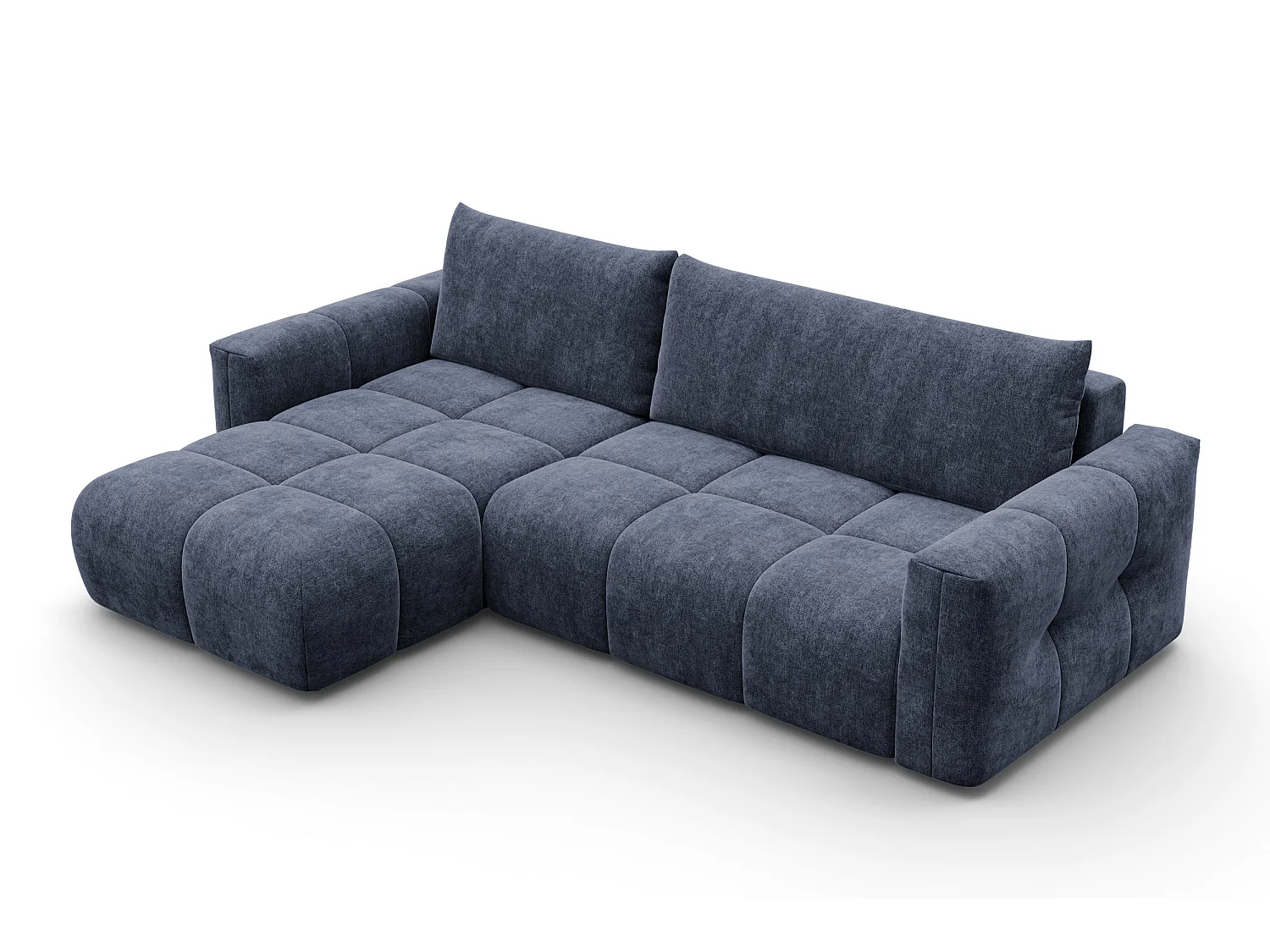 CANAPÉ D'ANGLE VERONA 4 places gauche, tissu bleu marine