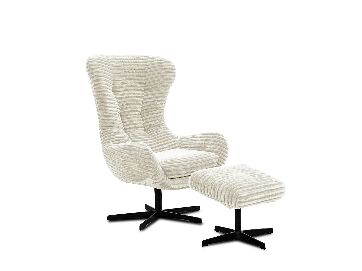 FAUTEUIL MONACO, tissu velours côtelé écru