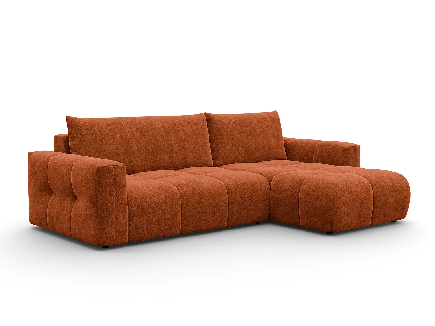 CANAPÉ D'ANGLE VERONA 4 places droit, tissu orange
