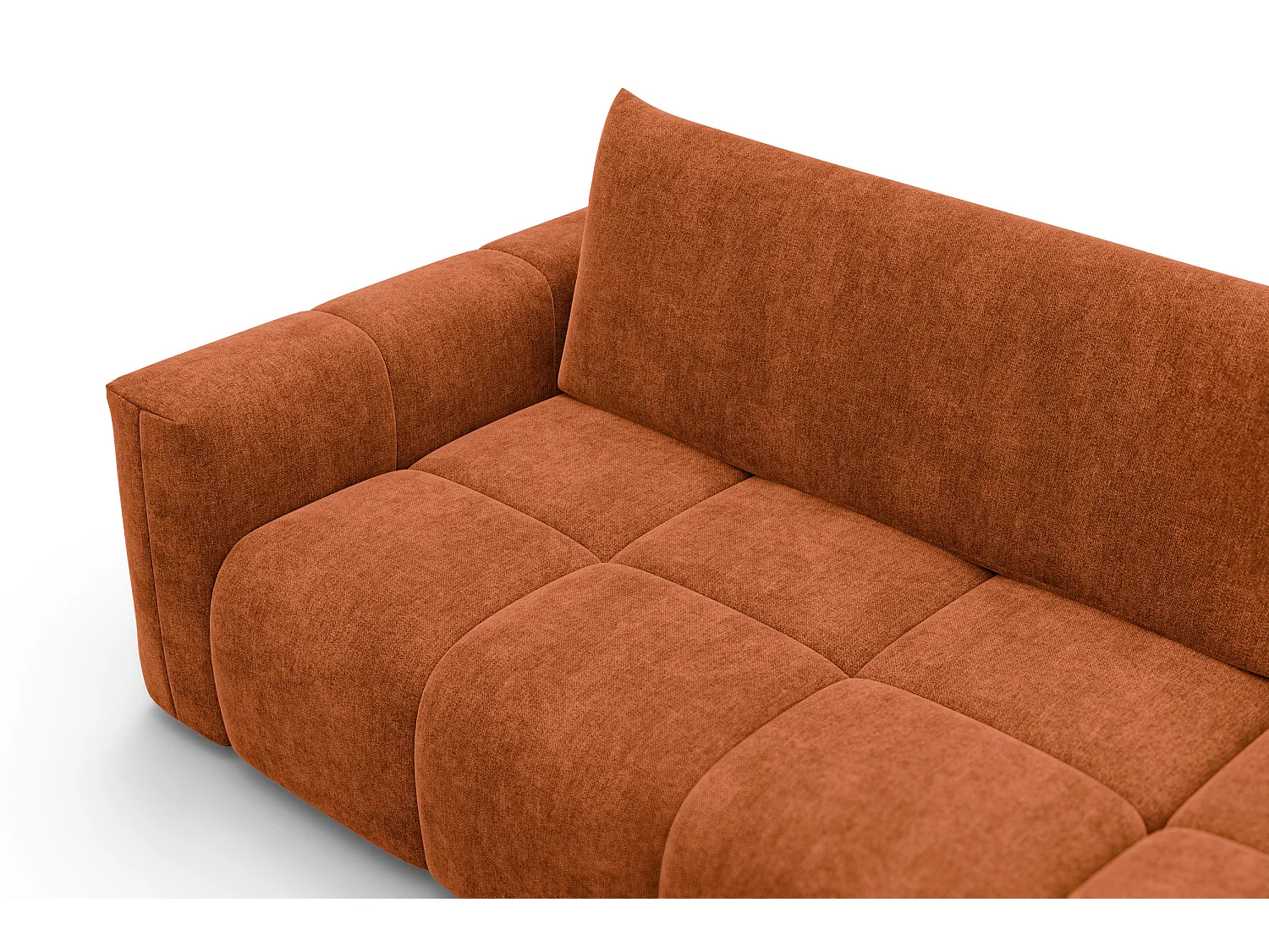 CANAPÉ D'ANGLE VERONA 4 places droit, tissu orange